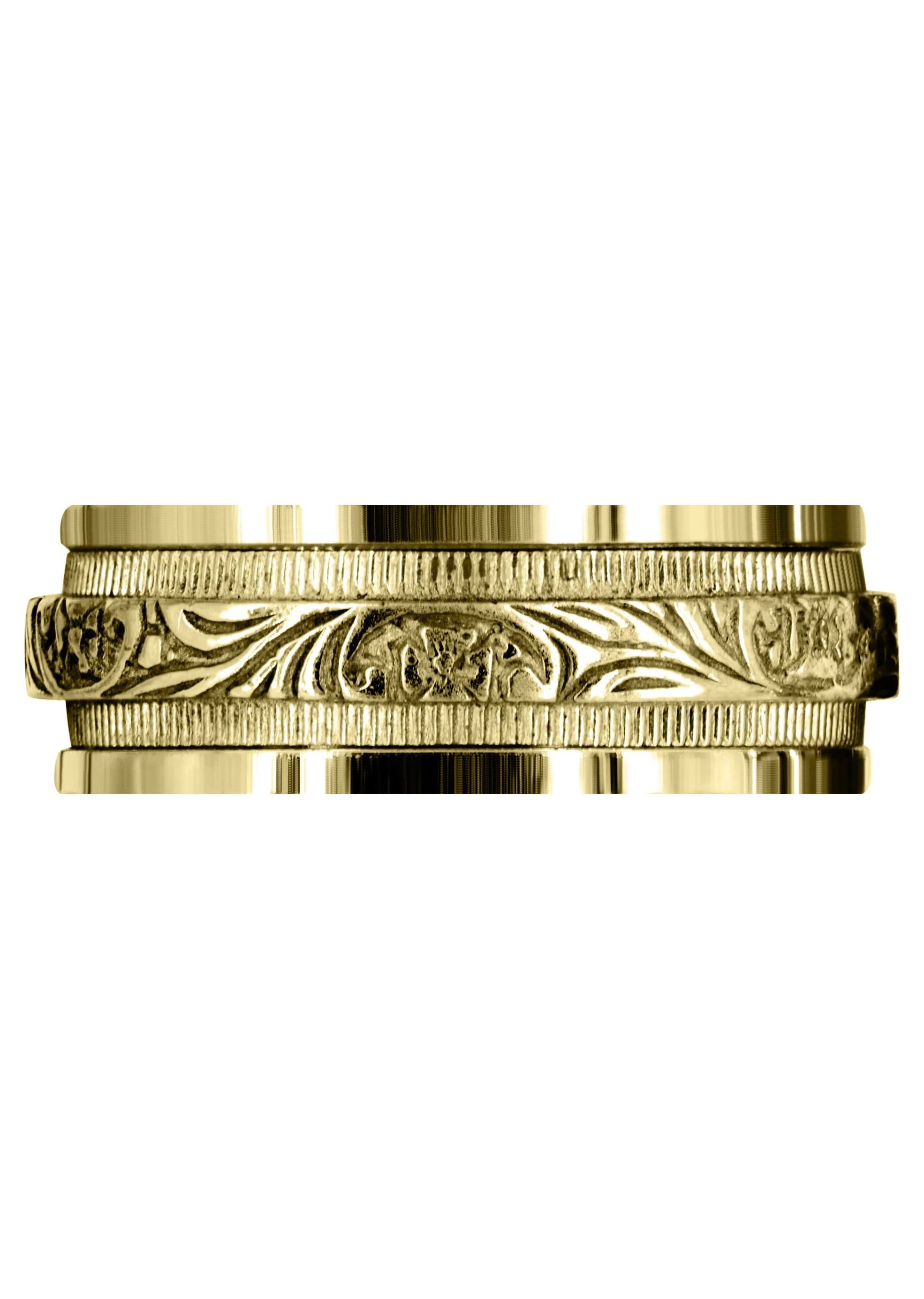 Yellow Gold Antique Mens Wedding Band | Sand Blast / High Polish Finish (Amir) - Image 2