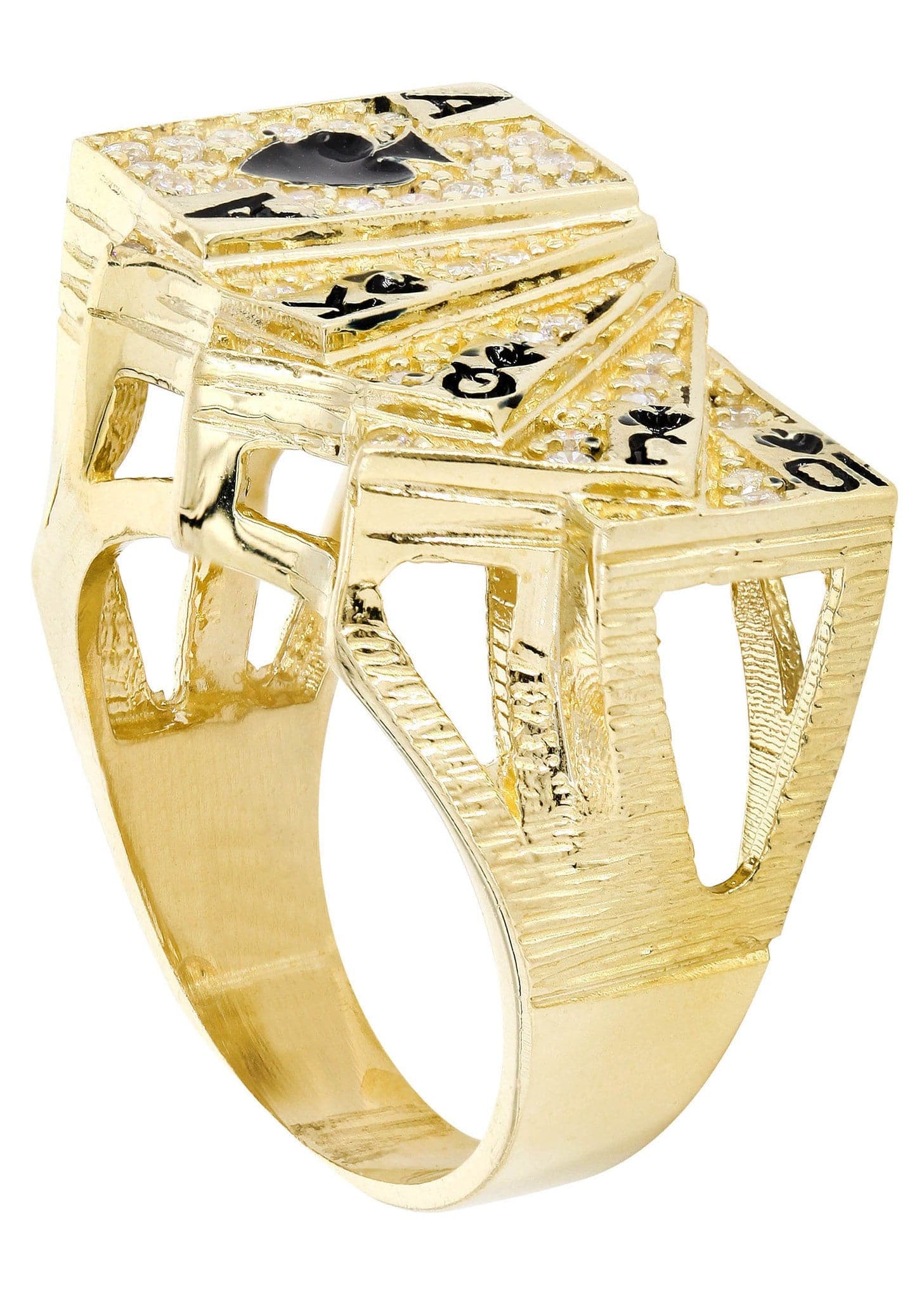 Royal Flush 10K Gold Mens Ring | 12.9 Grams - Image 3