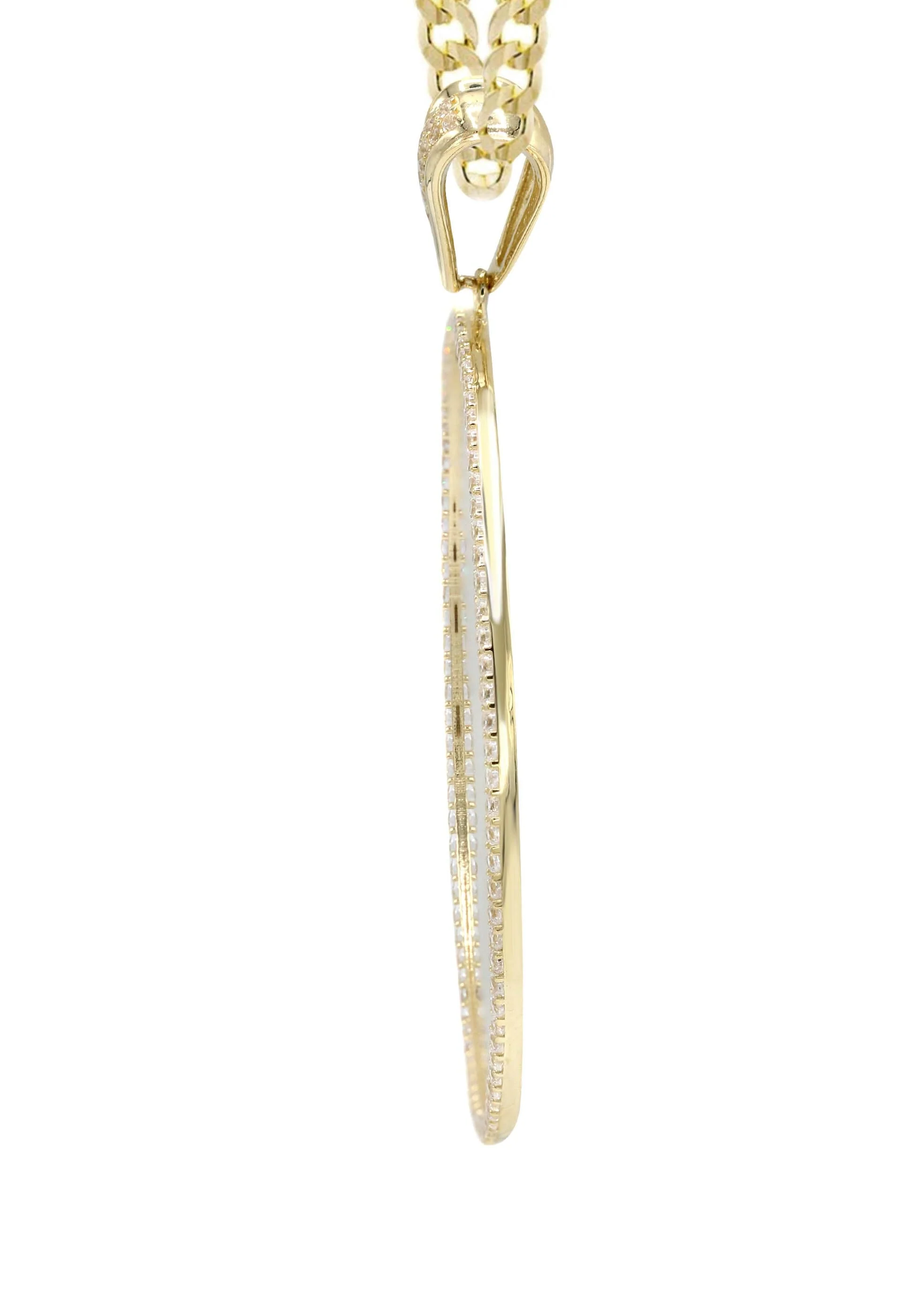 10K Yellow Gold CZ Picture Pendant Necklace | Appx. 25 Grams - Image 4