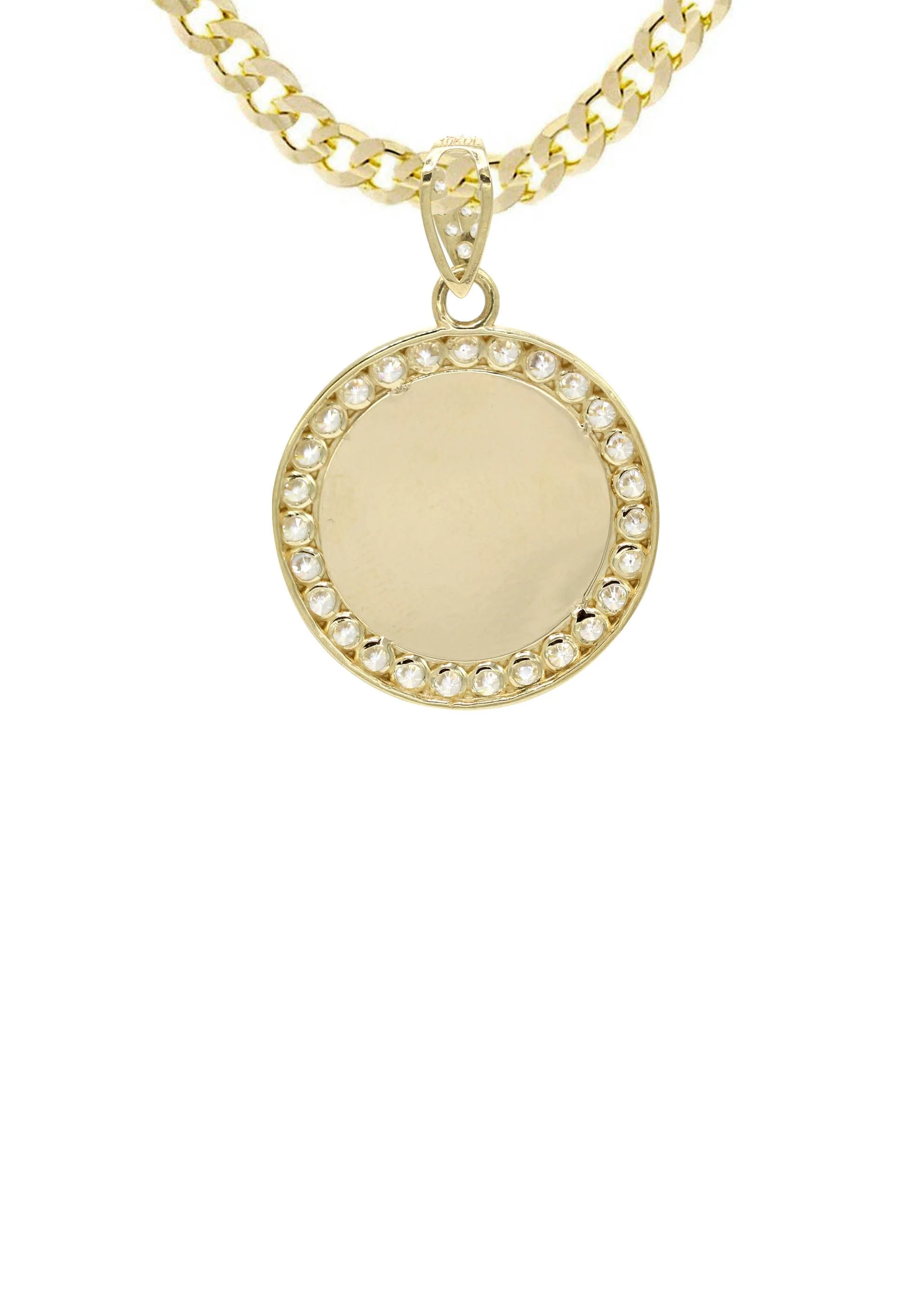 10K Yellow Gold CZ Picture Pendant Necklace | Appx. 13 Grams - Image 3