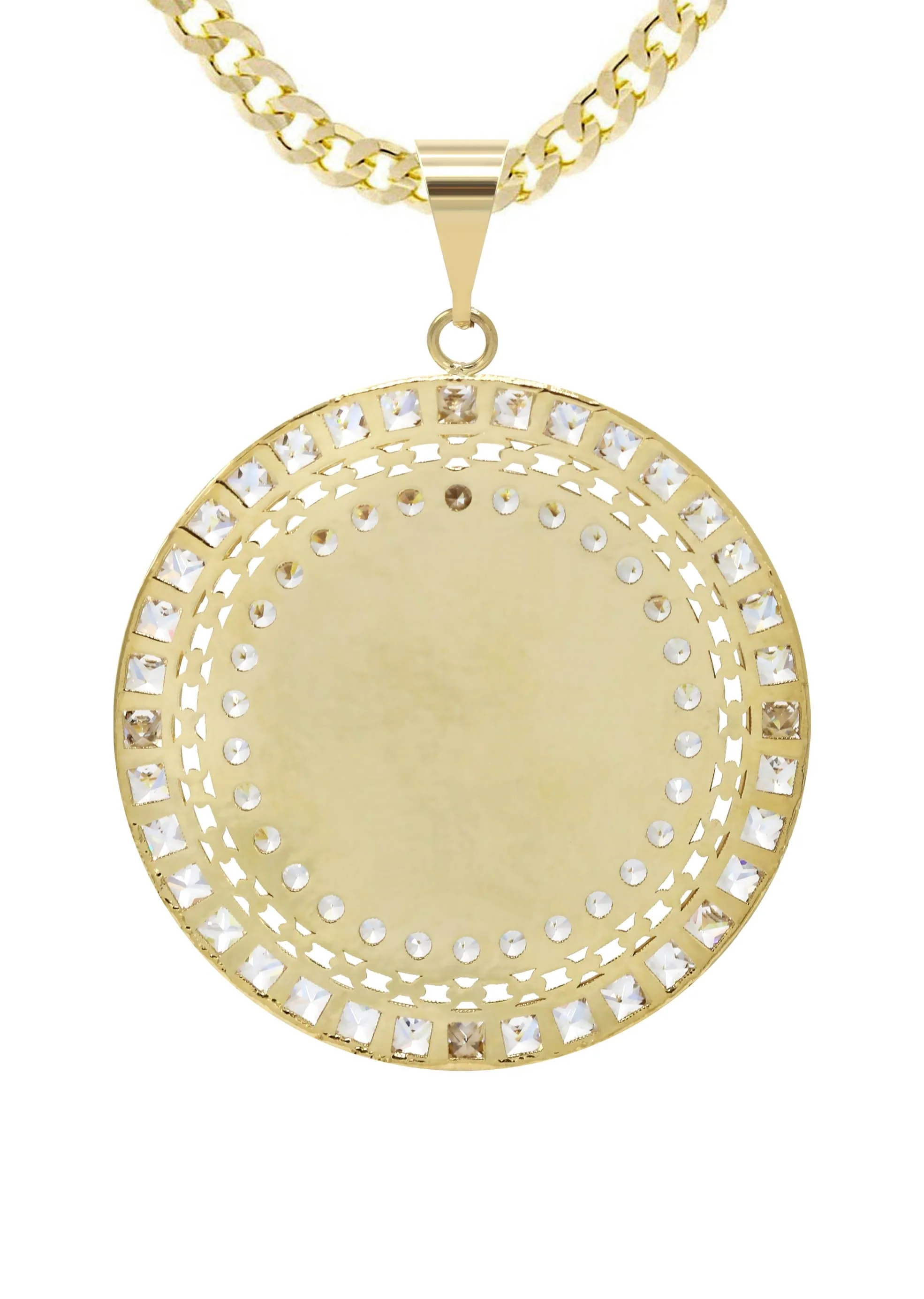 10K Yellow Gold CZ Picture Pendant Necklace | Appx. 14.8 Grams - Image 3