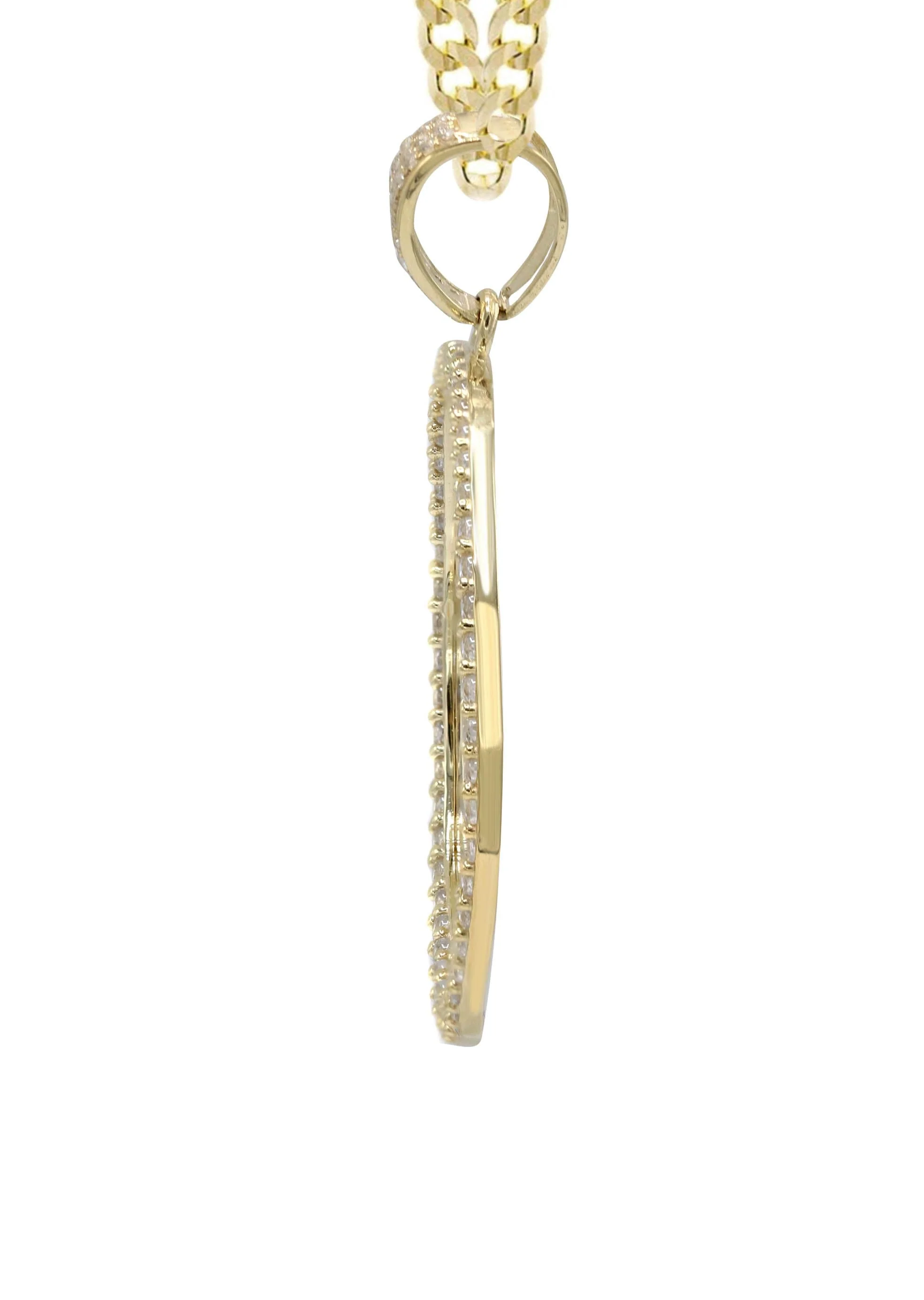 10K Yellow Gold CZ Picture Pendant Necklace | Appx. 16.5 Grams - Image 4
