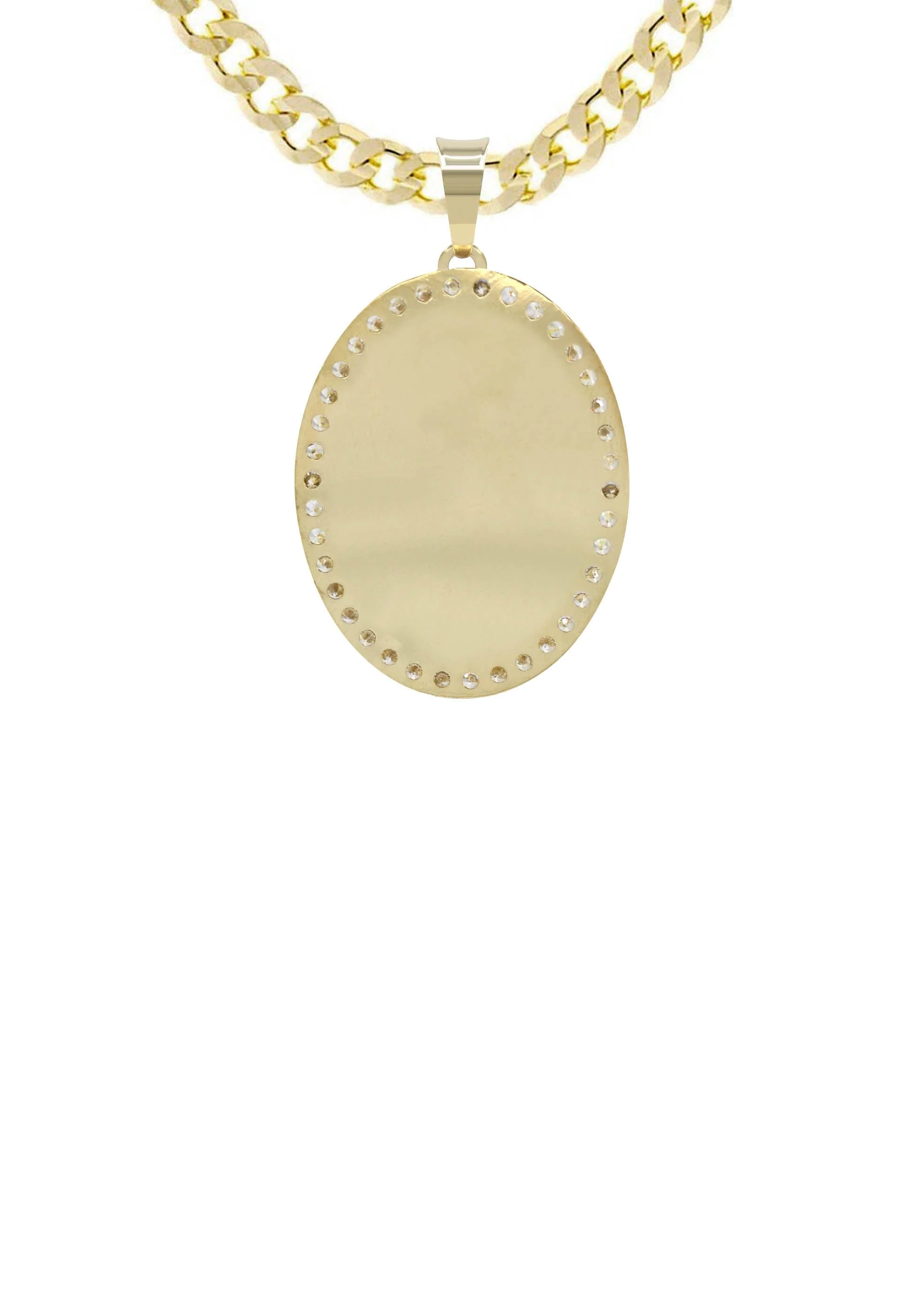 10K Yellow Gold Cz Oval Picture Pendant Necklace | Appx. 12.5 Grams - Image 3