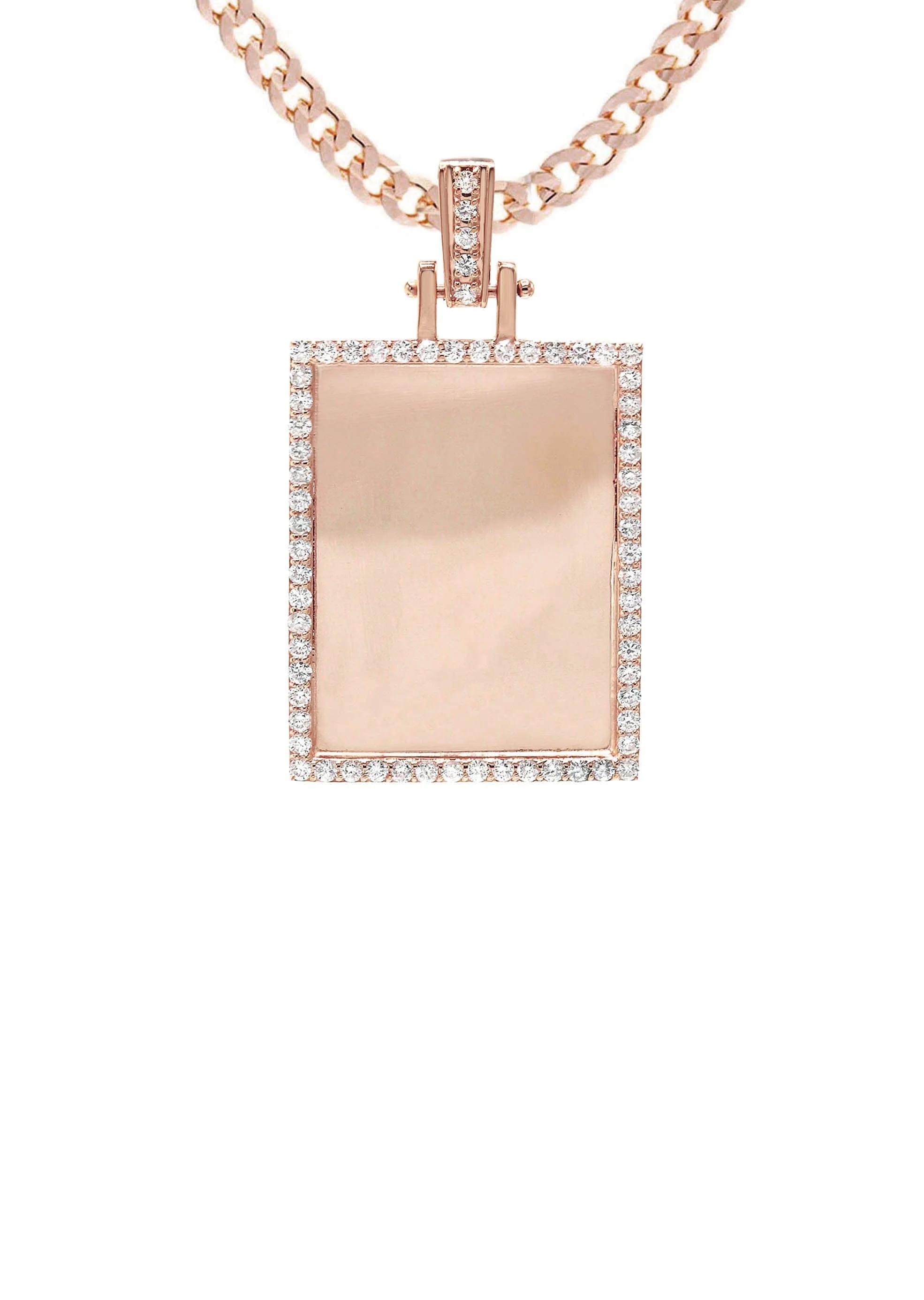 Diamond 10K/14K Rose Gold Rectangle Picture Pendant Necklace | Appx. 0.60 Carat - Image 2