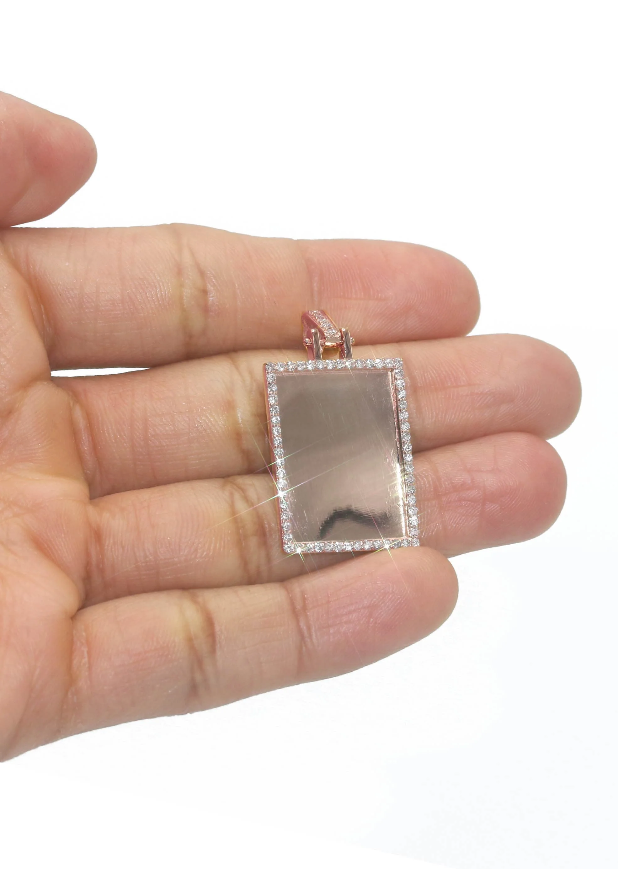 Diamond 10K/14K Rose Gold Rectangle Picture Pendant Necklace | Appx. 0.60 Carat - Image 5