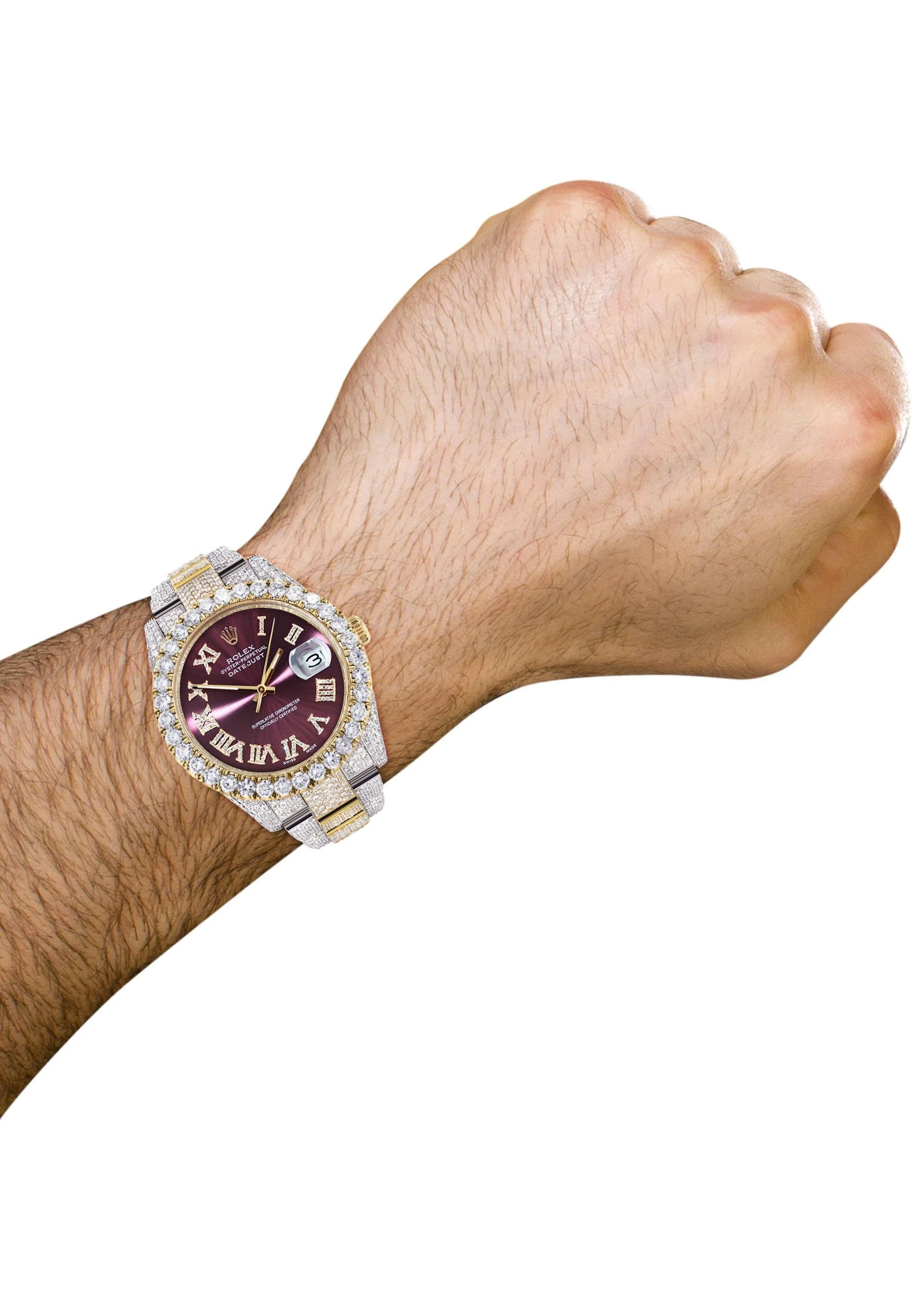 Diamond Iced Out Rolex Datejust 41 | 25 Carats Of Diamonds | Custom Purple Dial | Two Tone | Oyster Band - Image 3