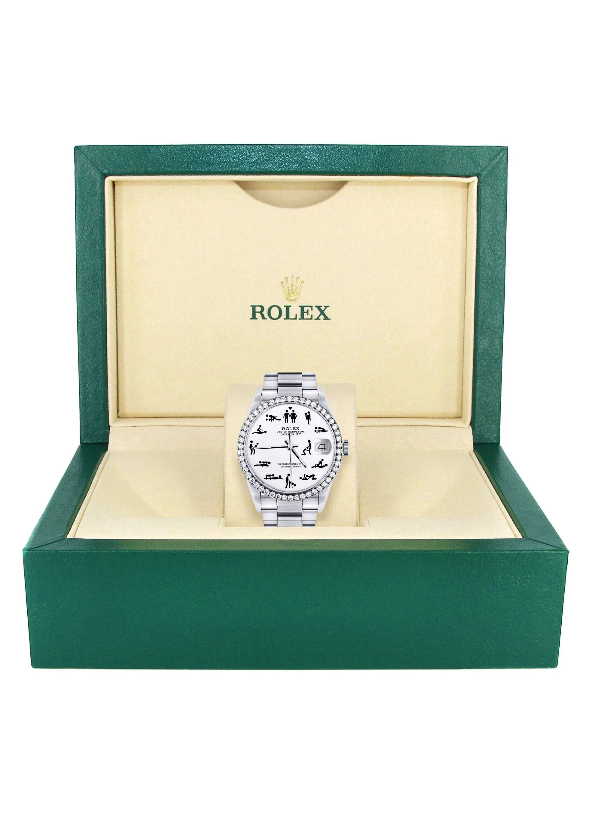 Diamond Mens Rolex Datejust Watch 16200 | 36Mm | Custom Erotic Dial | Oyster Band - Image 7