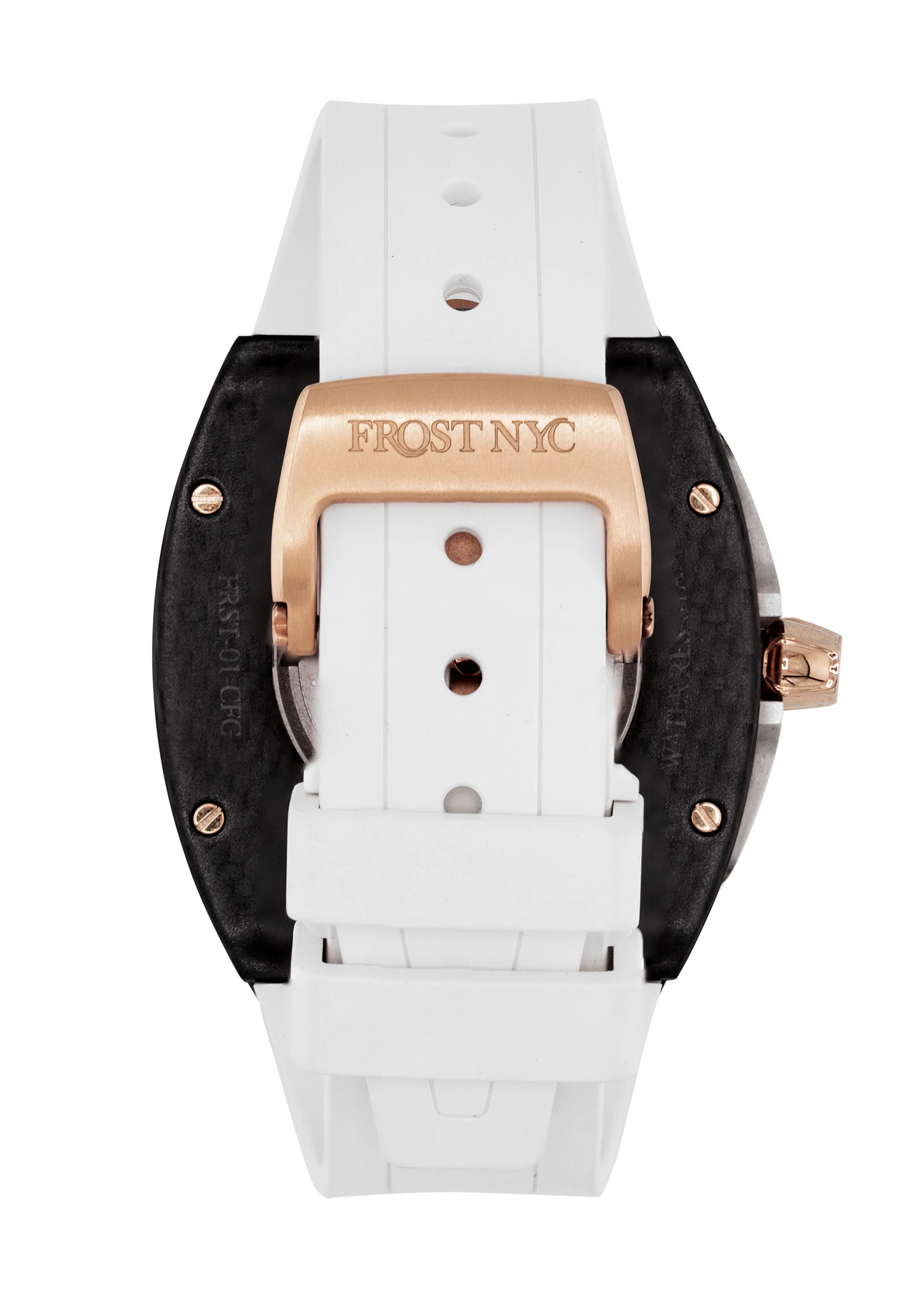 Frost NYC Mens Watch - Automatic Skeleton Carbon Fiber Rose Sport Watch | FRST-01-CFR | White - Image 5
