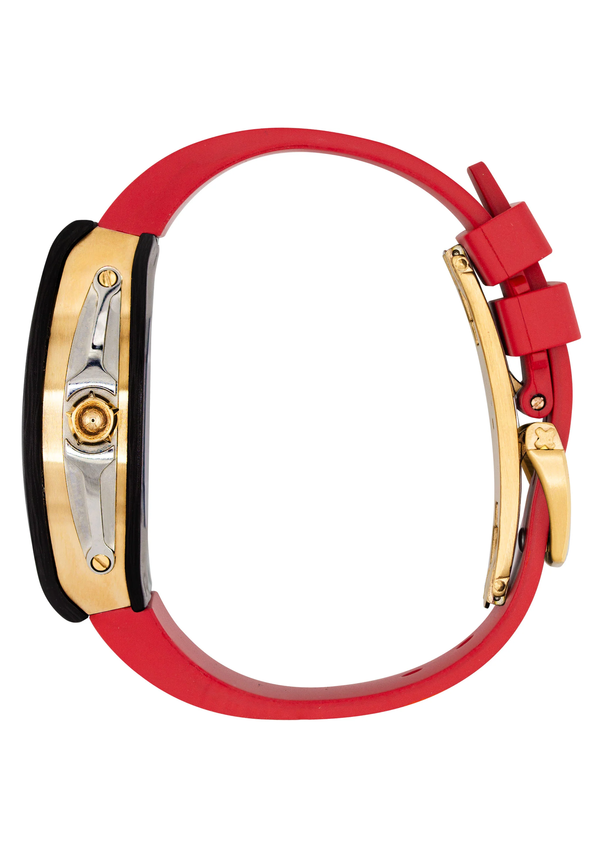 Frost NYC Mens Watch - Automatic Skeleton Carbon Fiber Sport Gold Watch | FRST-01-CFY| Red - Image 2
