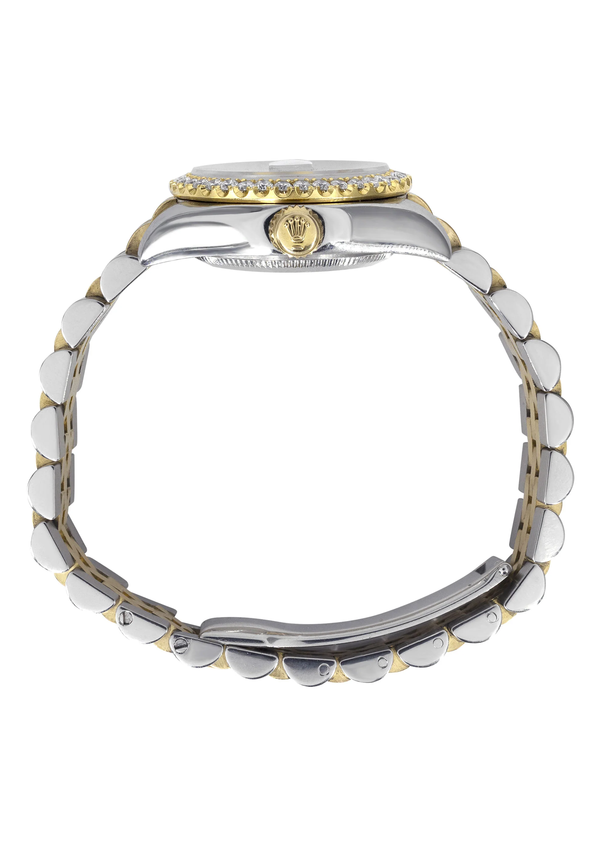 Womens Diamond Gold Hidden Clasp Rolex Watch | 1 Carat Bezel | 26Mm | Chocolate Dial | Jubilee Band | Model 179173 - Image 6