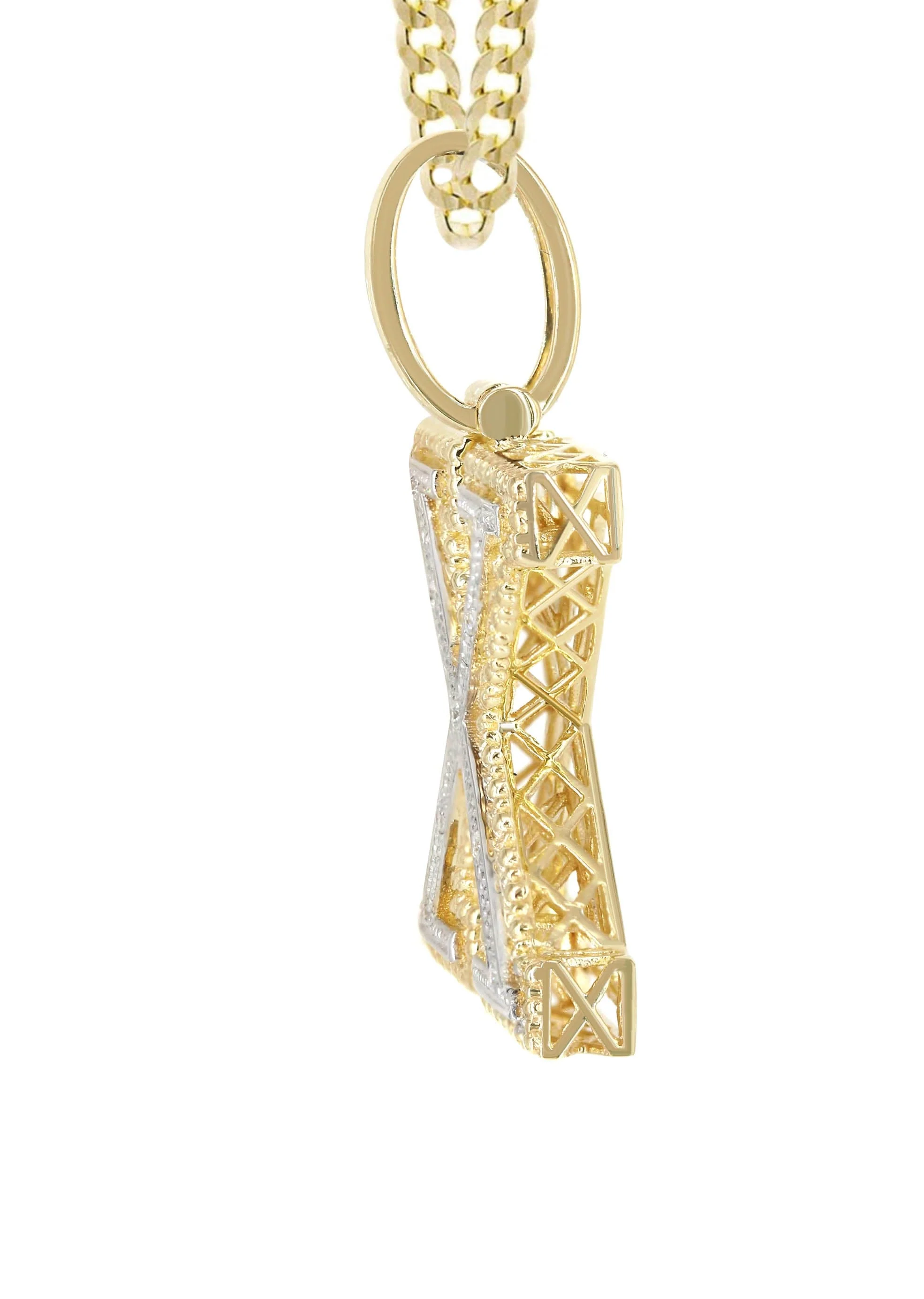 Diamond 10K Yellow Gold Letter "X" Necklace | Appx. 15.3 Grams - Image 4