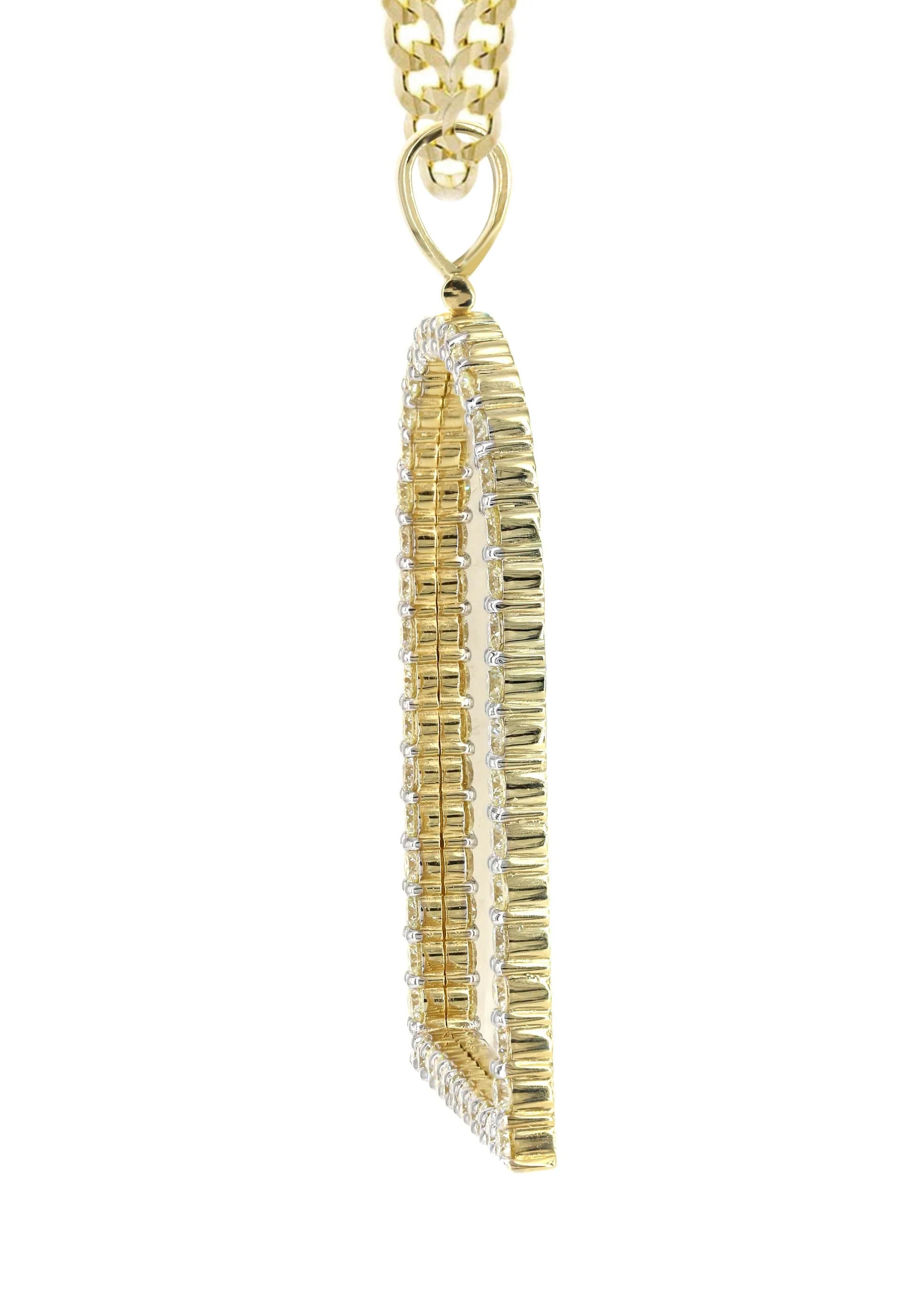 Diamond 10K Yellow Gold Large Headstone Picture Pendant Necklace | 4.63 Carats | Appx. 29 Grams - Image 4