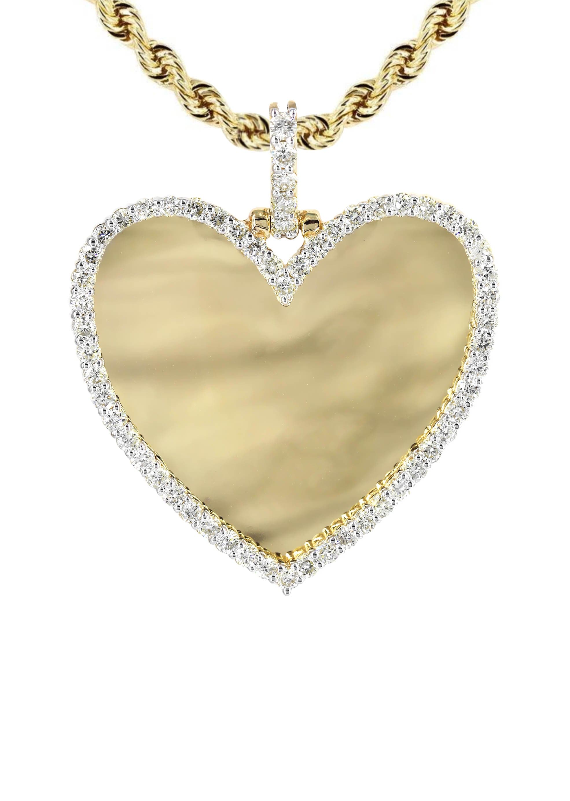 Diamond 10K Yellow Gold Medium Heart Picture Pendant Necklace | 1.83 Carats | Appx. 18 Grams - Image 2