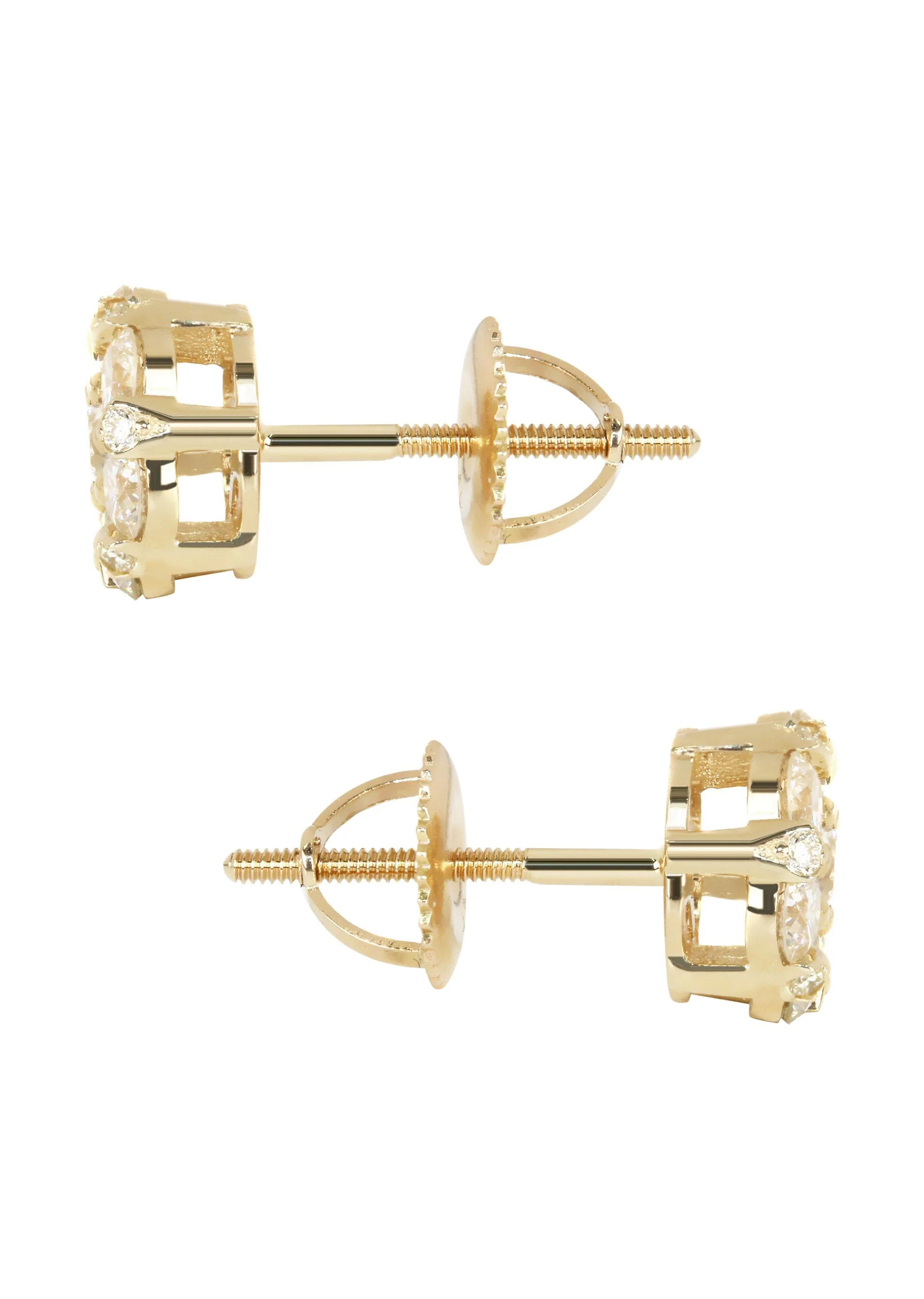Mens Stud Diamond Earrings | 1.25 Carats 14K Yellow Gold - Image 3