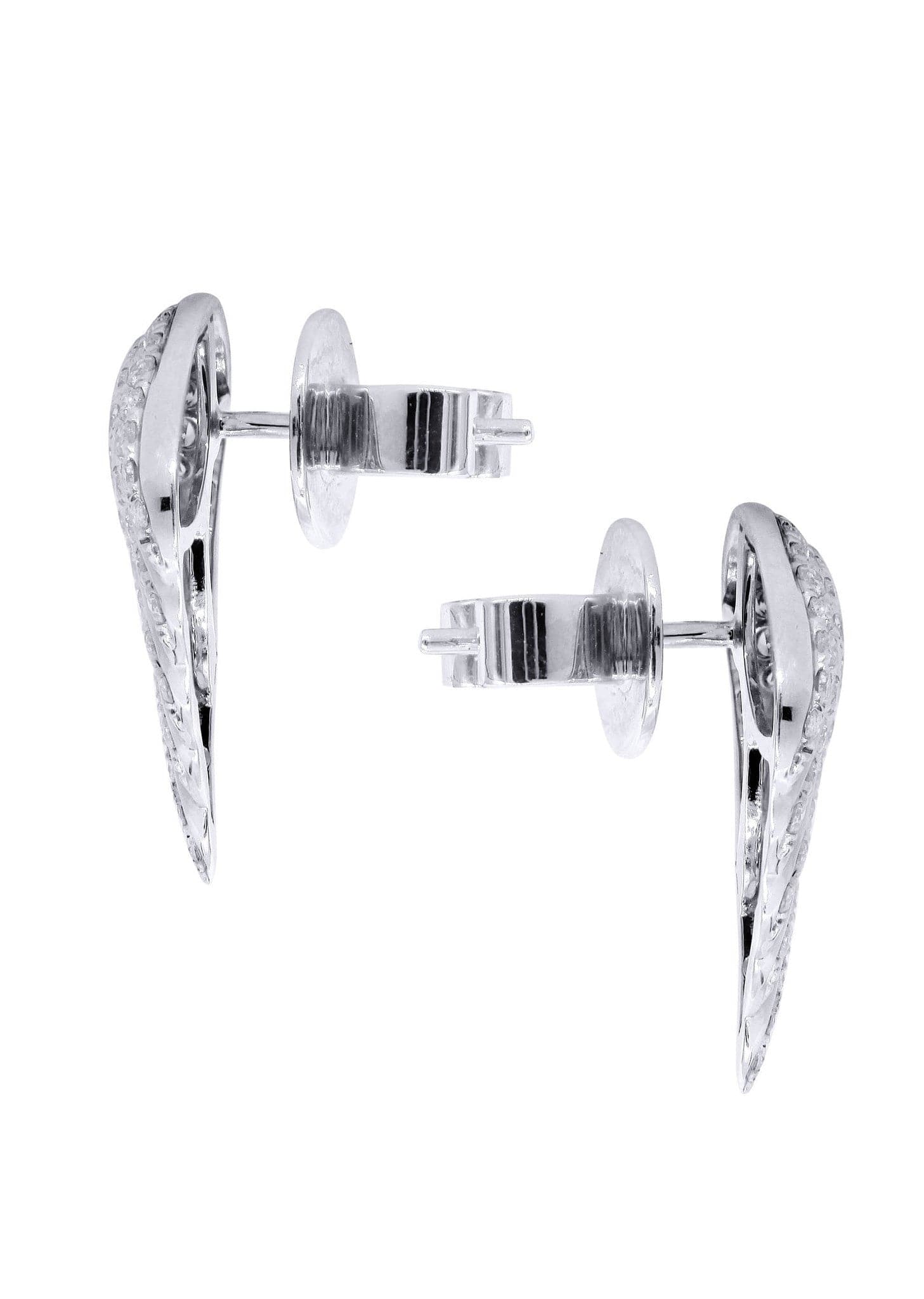 Angel Diamond Earrings For Men |  14K White Gold  | 0.89 Carats - Image 2
