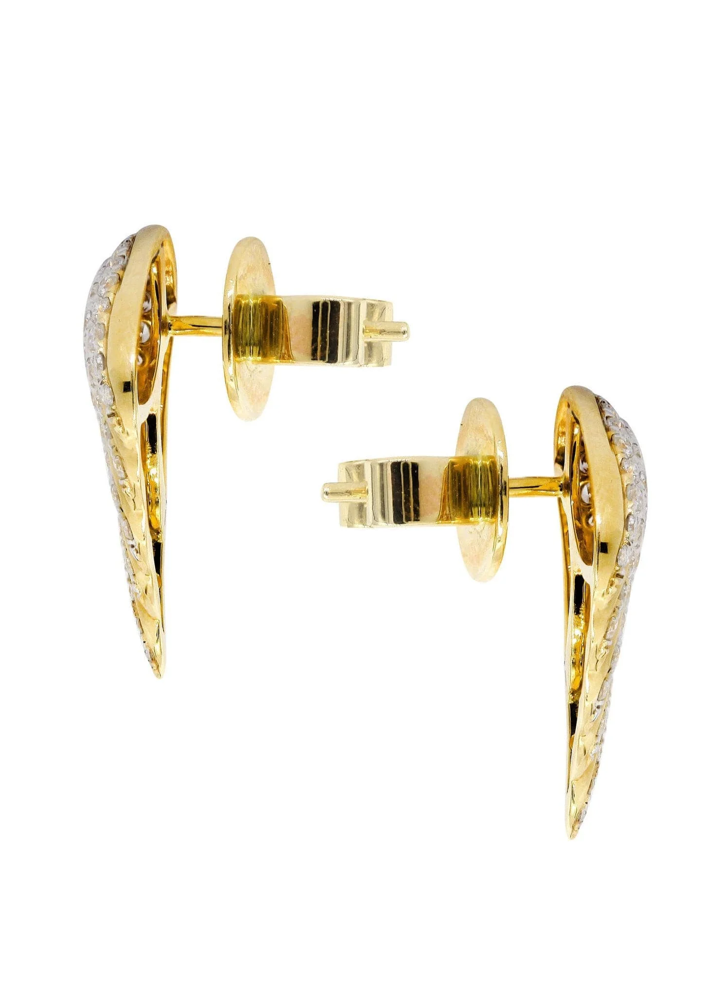 Diamond Earrings For Men |  14K Yellow Gold  | 0.9 Carats - Image 2