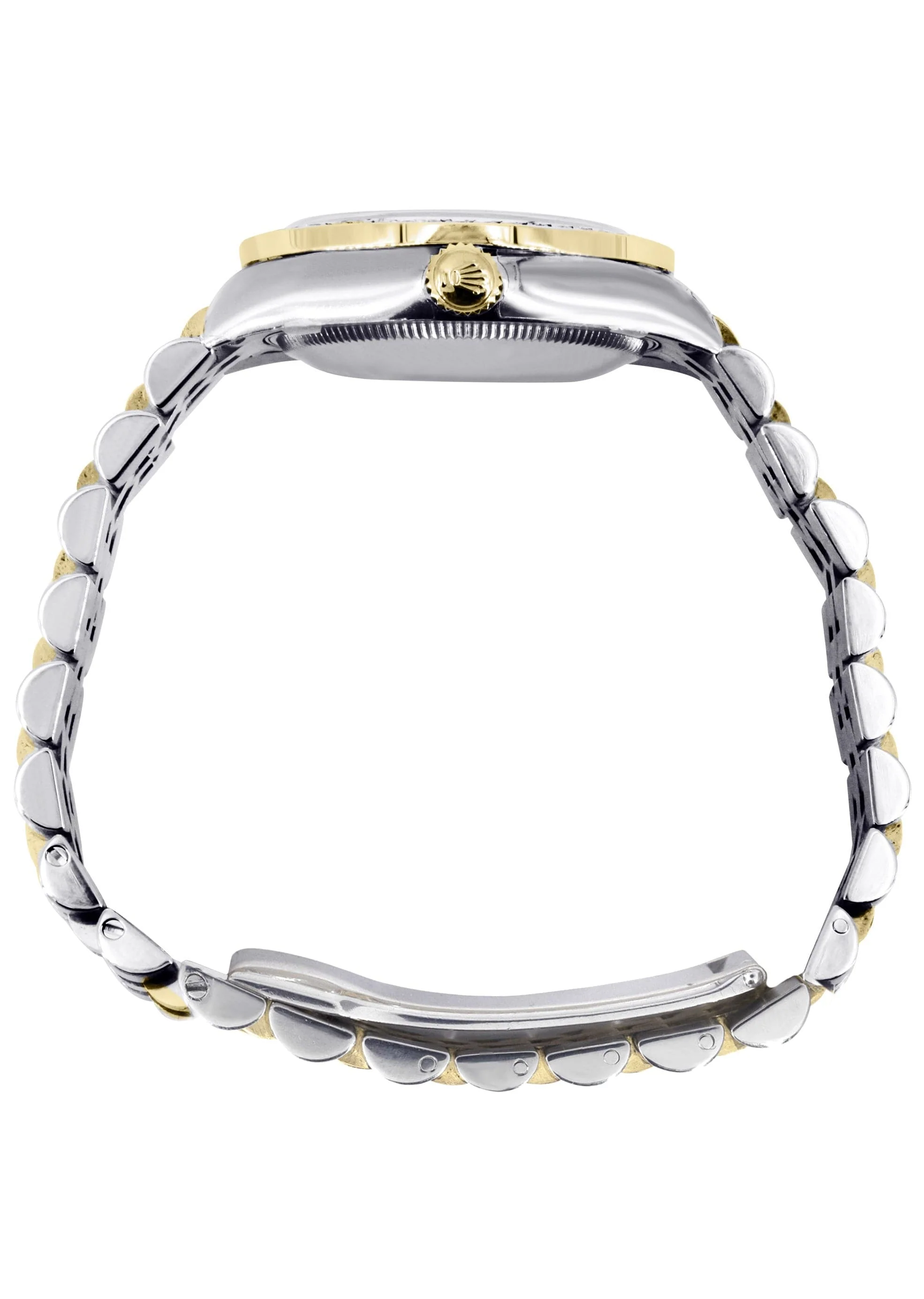 Diamond Gold Rolex Watch | 68273 | Diamond Bezel | 31MM | Grey Dial | Jubilee Band - Image 7