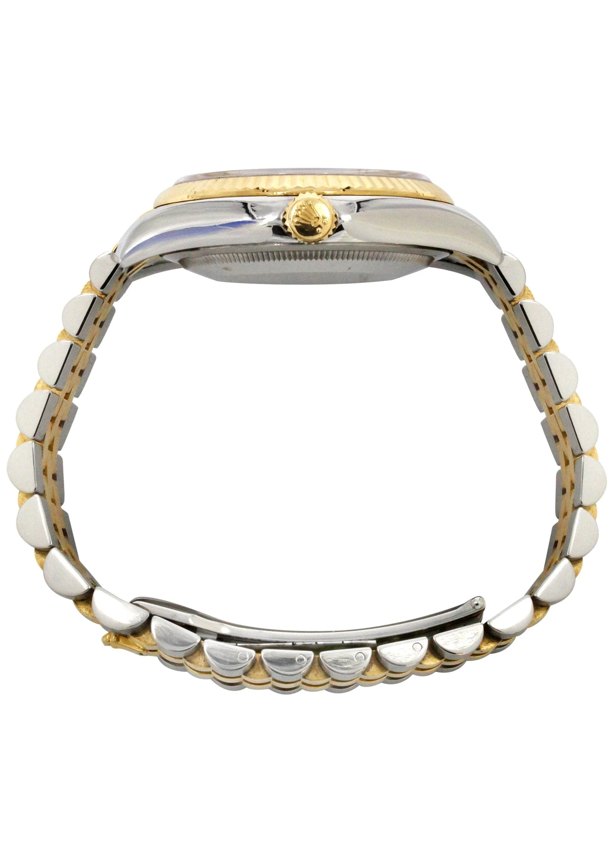 116233 | Hidden Clasp | Diamond Gold Rolex Watch For Men | 36MM | Full Diamond Roman Dial | Jubilee Band - Image 4