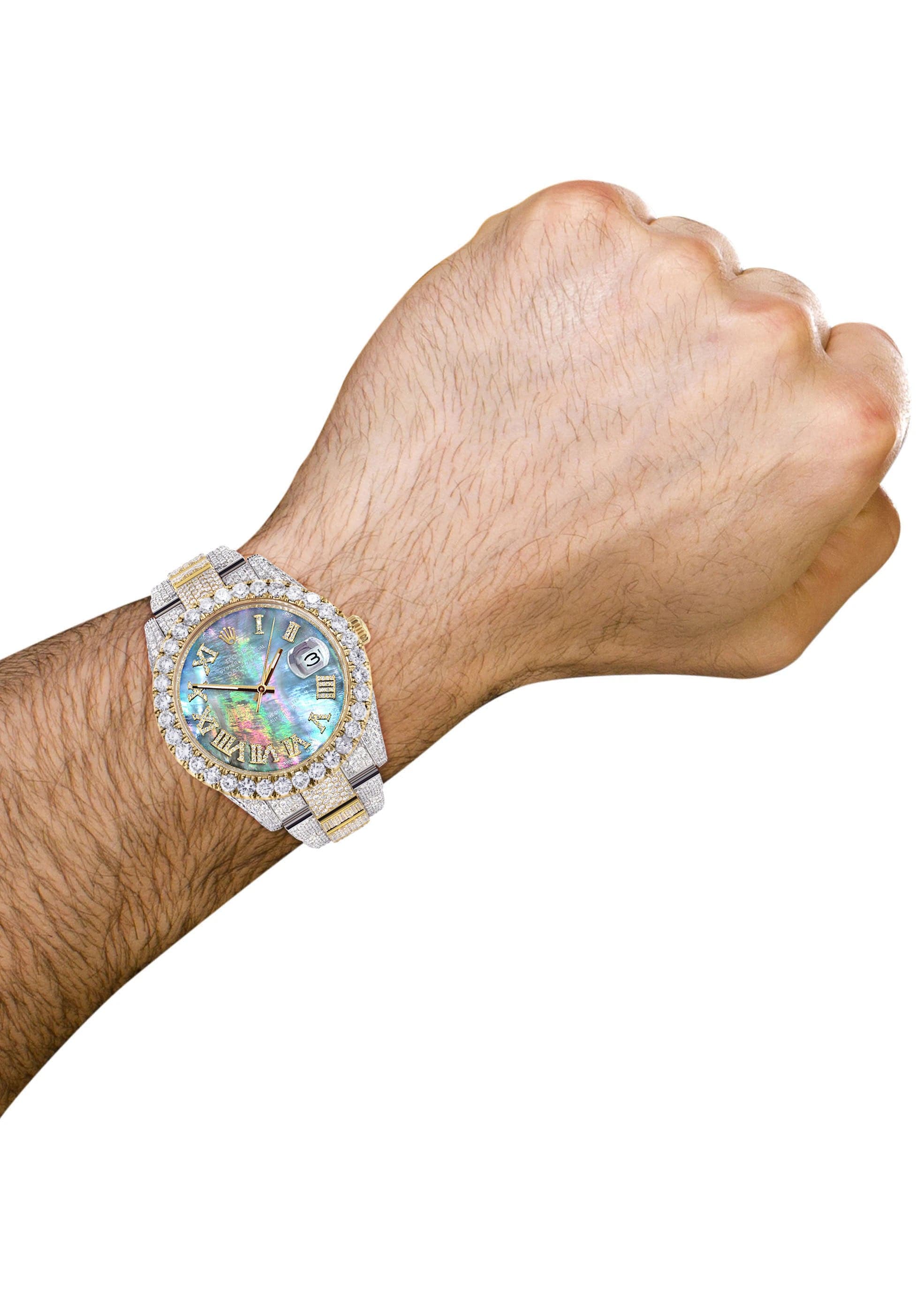 Diamond Iced Out Rolex Datejust 41 | 25 Carats Of Diamonds | Abalone Mother Of Pearl Dial | Two Tone | Oyster Band - Image 3