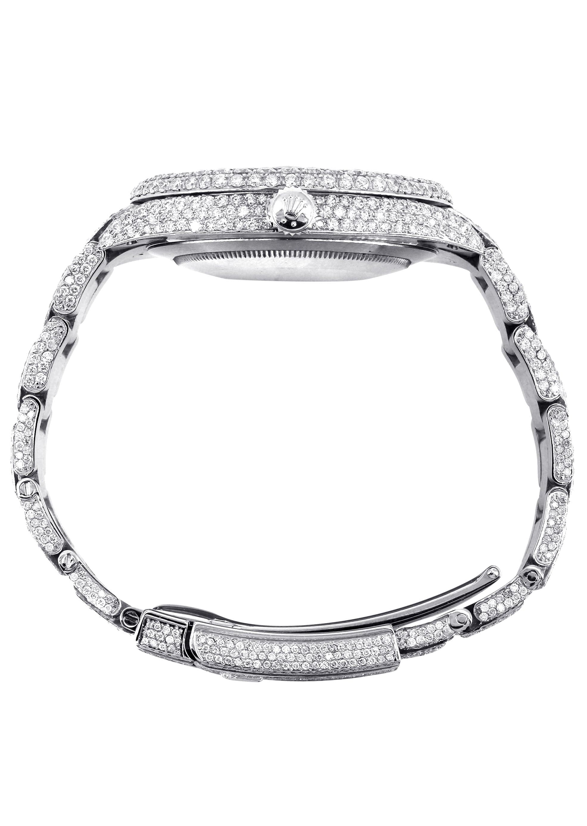 Diamond Iced Out Rolex Datejust 41 | 25 Carats Of Diamonds | Blue Text Pattern Dial | Two Row | Oyster Band - Image 5