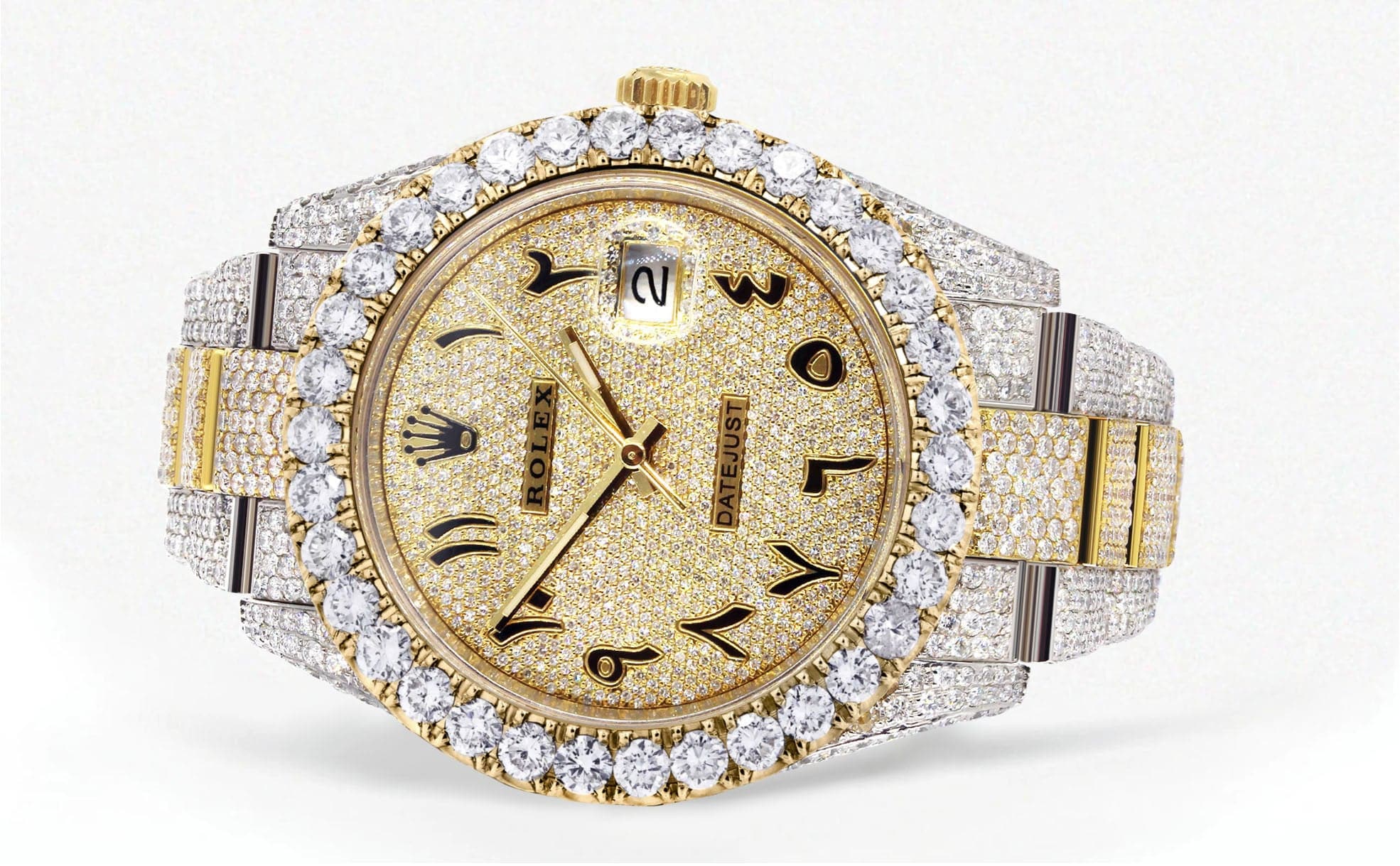 Diamond Iced Out Rolex Datejust 41 | 25 Carats Of Diamonds | Custom Gold Arabic Numeral Diamond Dial | Two Tone | Oyster Band - Image 2