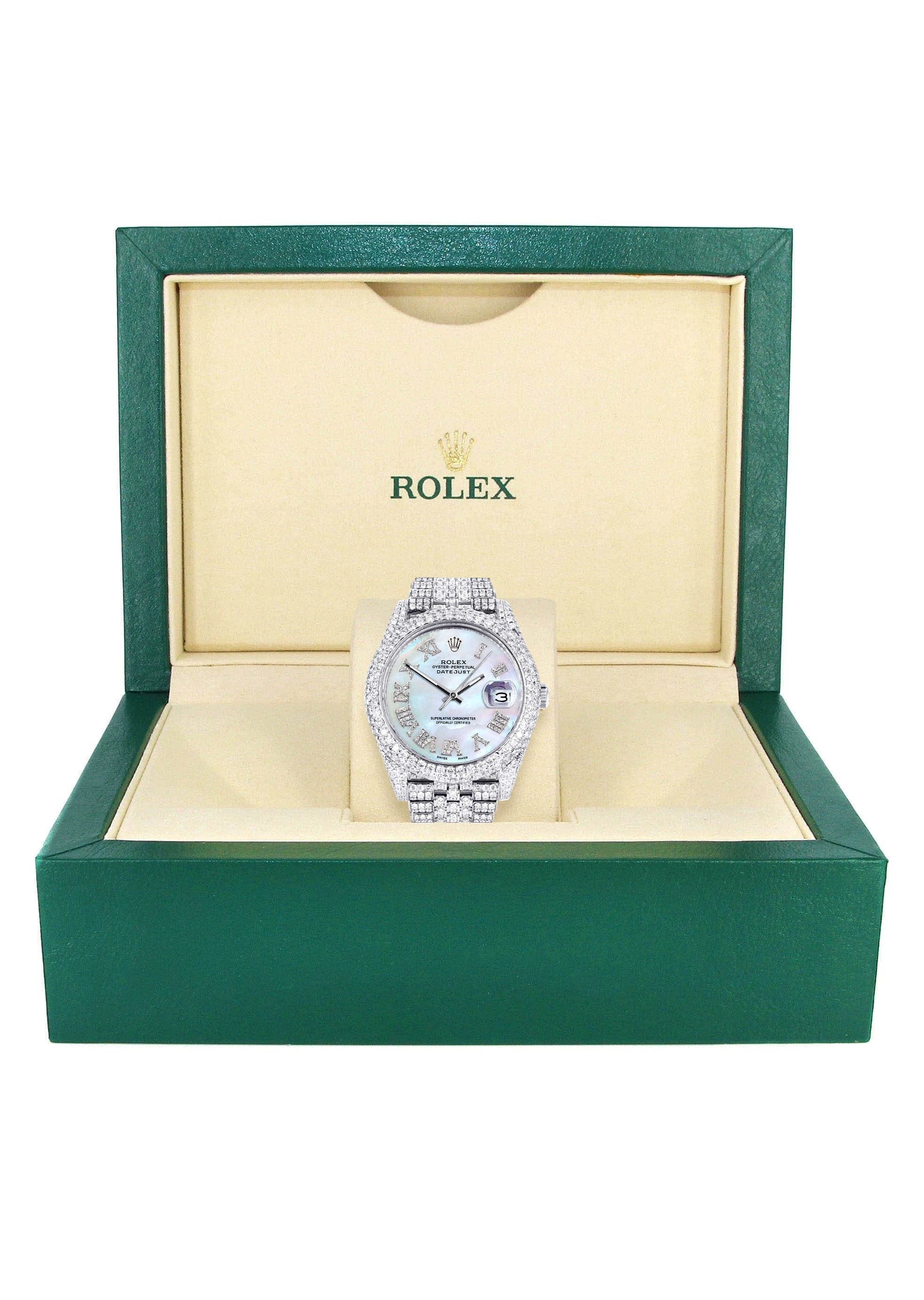 Diamond Iced Out Rolex Datejust 41 | 25 Carats Of Diamonds | Custom Mother Of Pearl Dial | Two Row | Jubilee Band - Image 6
