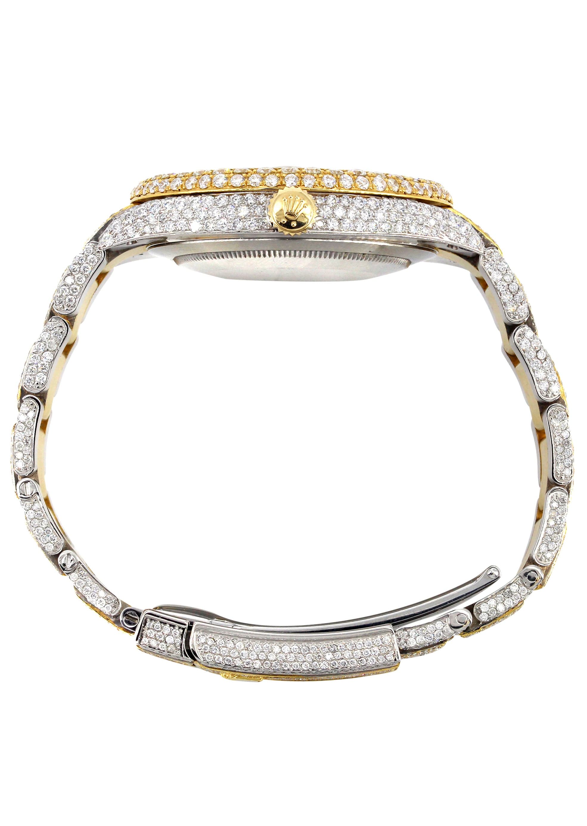 Diamond Iced Out Rolex Datejust 41 | 25 Carats Of Diamonds | Mother of Pearl Roman Numeral Dial | Two Tone | Two Row | Oyster Band - Image 4