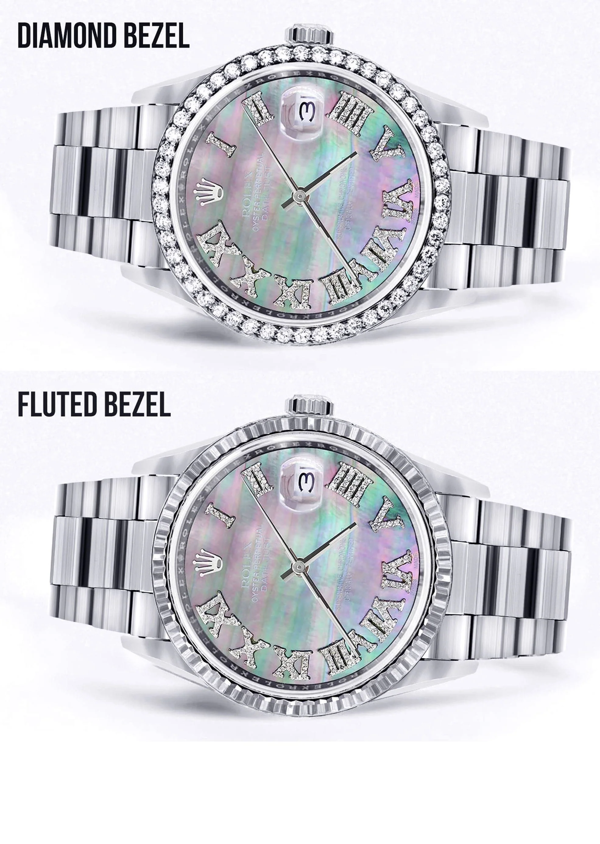 Diamond Mens Rolex Datejust Watch 16200 | 36Mm | Dark Mother Of Pearl Dial | Roman Numeral | Oyster Band - Image 2