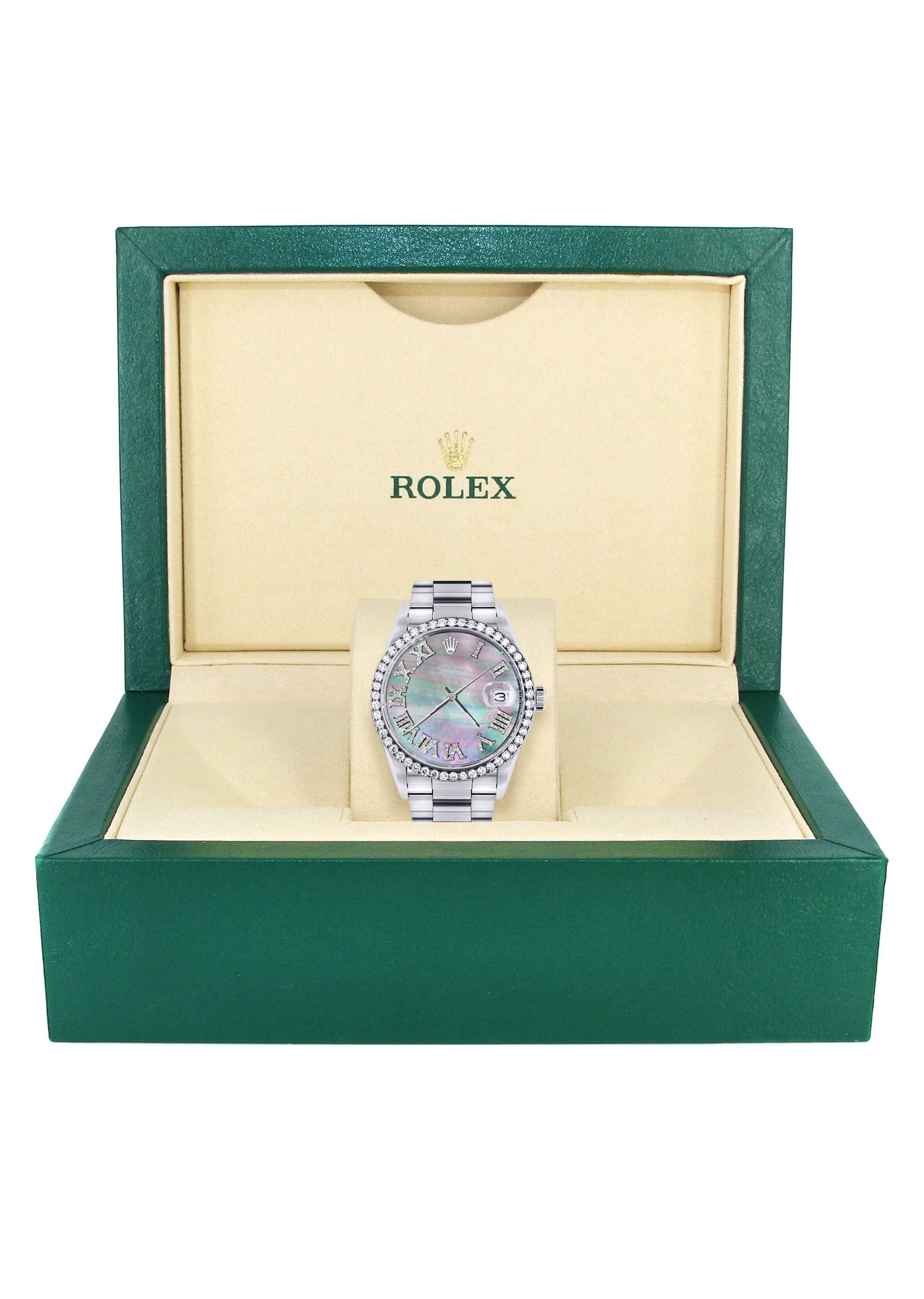 Diamond Mens Rolex Datejust Watch 16200 | 36Mm | Dark Mother Of Pearl Dial | Roman Numeral | Oyster Band - Image 7