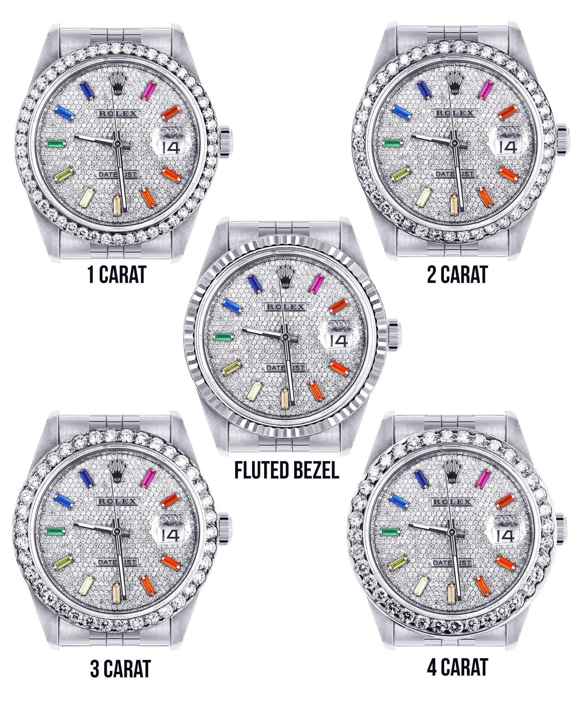 Diamond Mens Rolex Datejust Watch 16200  | 36MM | Diamond Color Baguettes Dial | Jubilee Band - Image 3