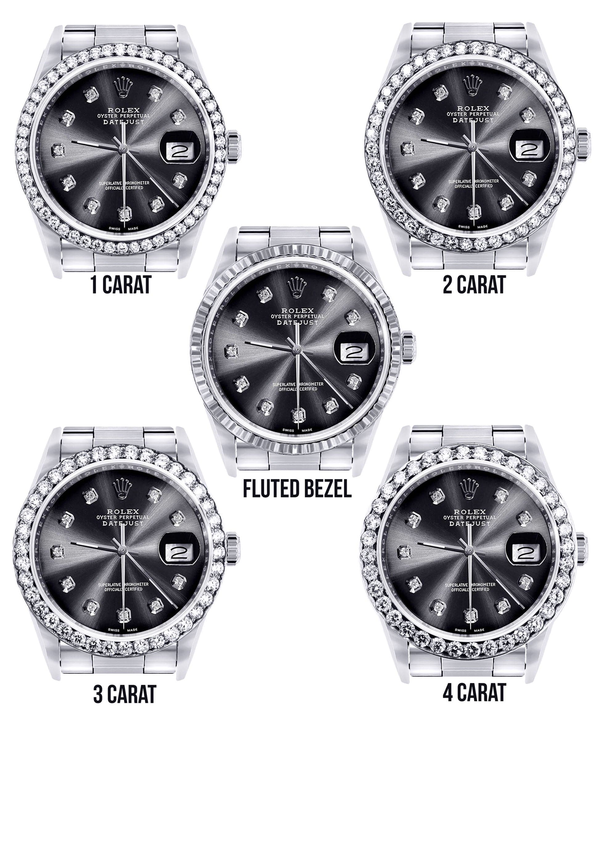 Diamond Mens Rolex Datejust Watch 16200 | 36Mm | Graphite Diamond Dial | Oyster Band - Image 3