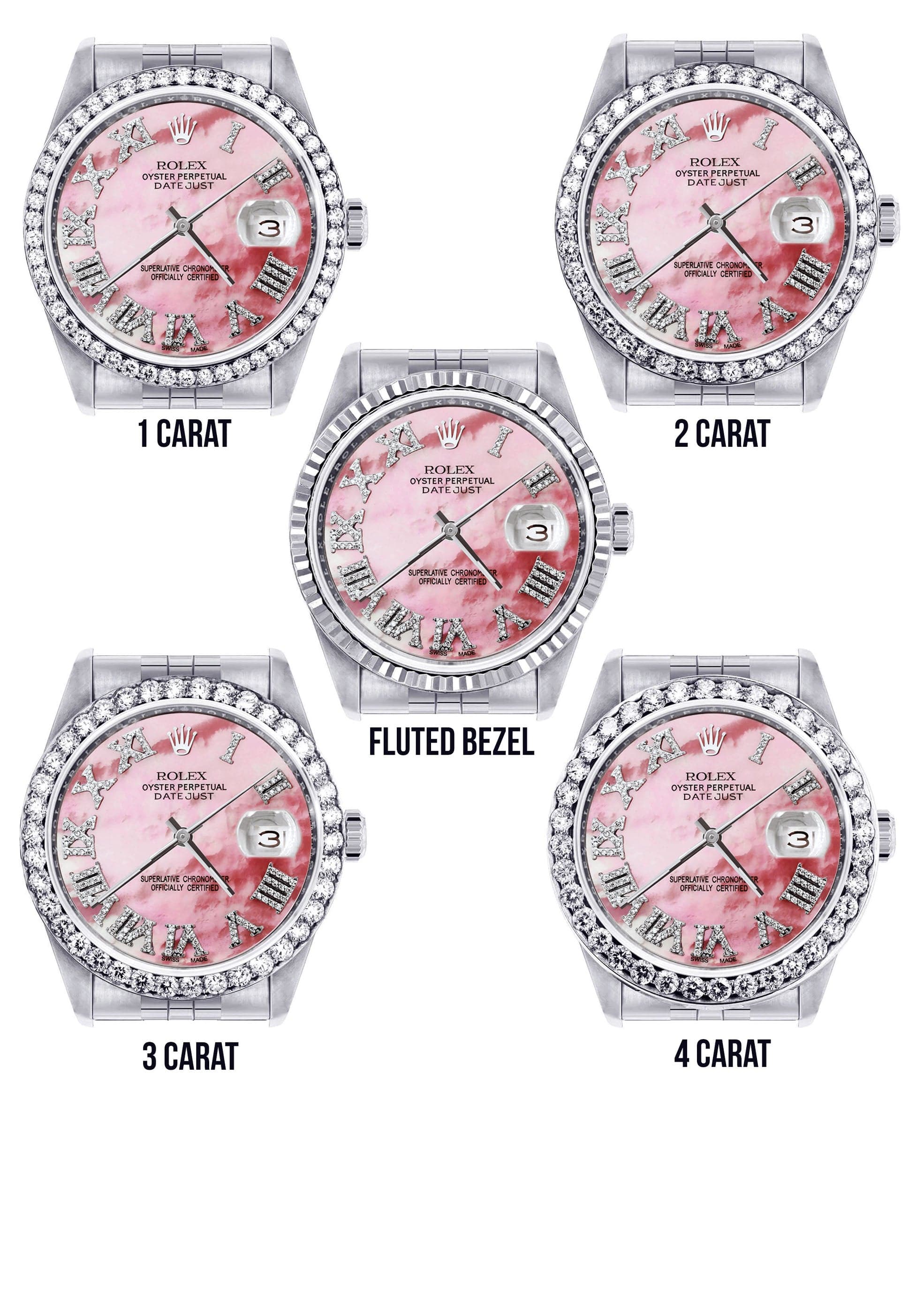 Diamond Mens Rolex Datejust Watch 16200 | 36Mm | Pink Mother Of Pearl Roman Numeral Dial | Jubilee Band - Image 3