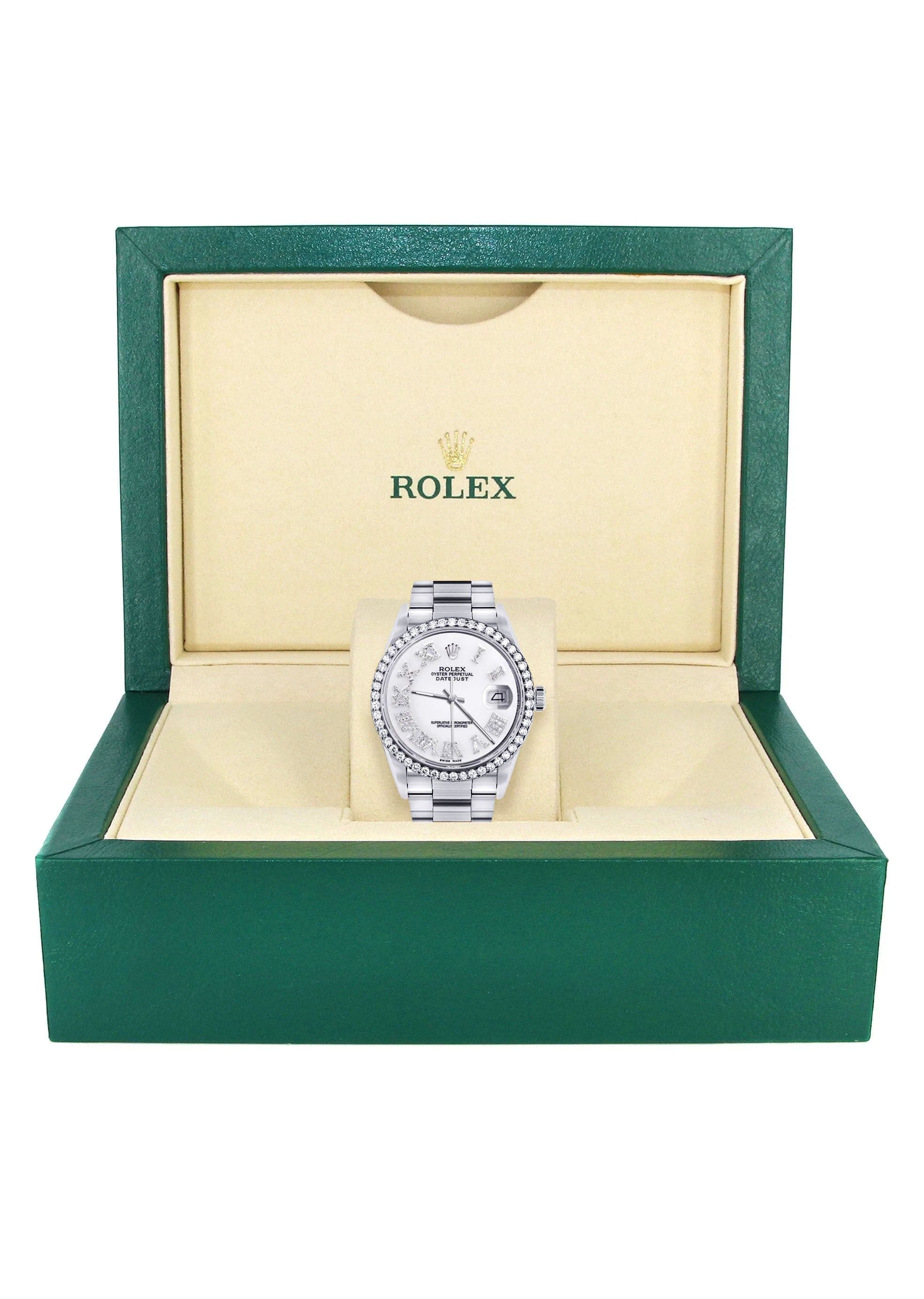Diamond Mens Rolex Datejust Watch 16200 | 36Mm | White Roman Numeral Dial | Oyster Band - Image 7