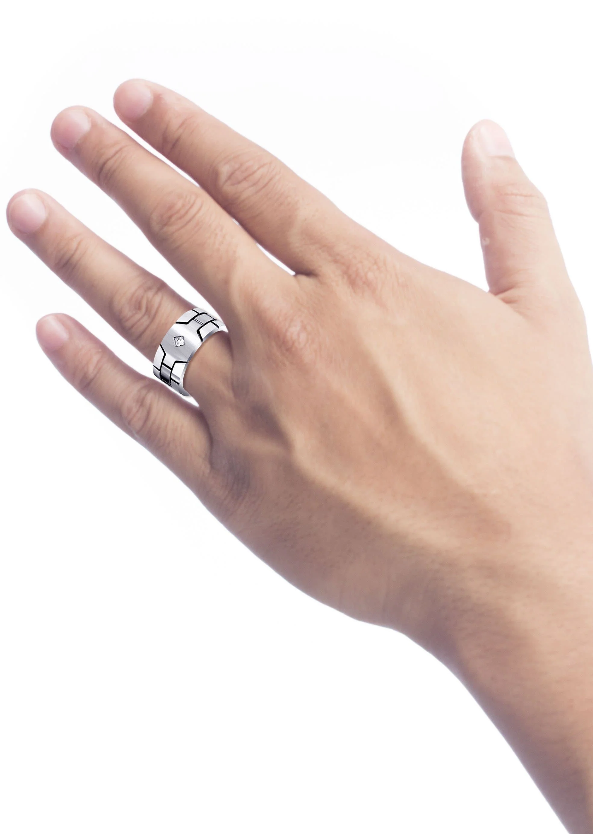 Diamond Mens Engagement Ring | 0.1 Carats | Satin Finish (Ellis) - Image 4