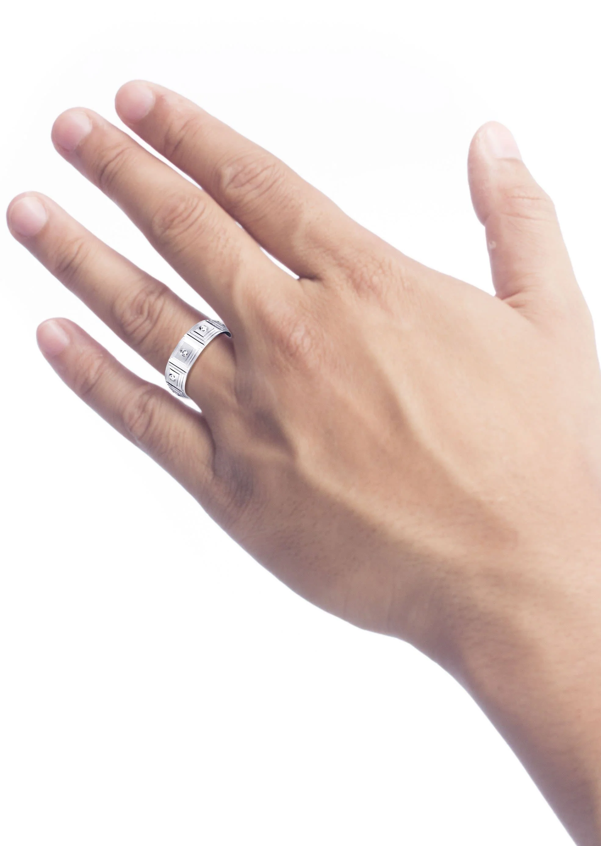 Diamond Mens Wedding Band | 0.24 Carats | Wire Matt Finish (Angelo) - Image 4