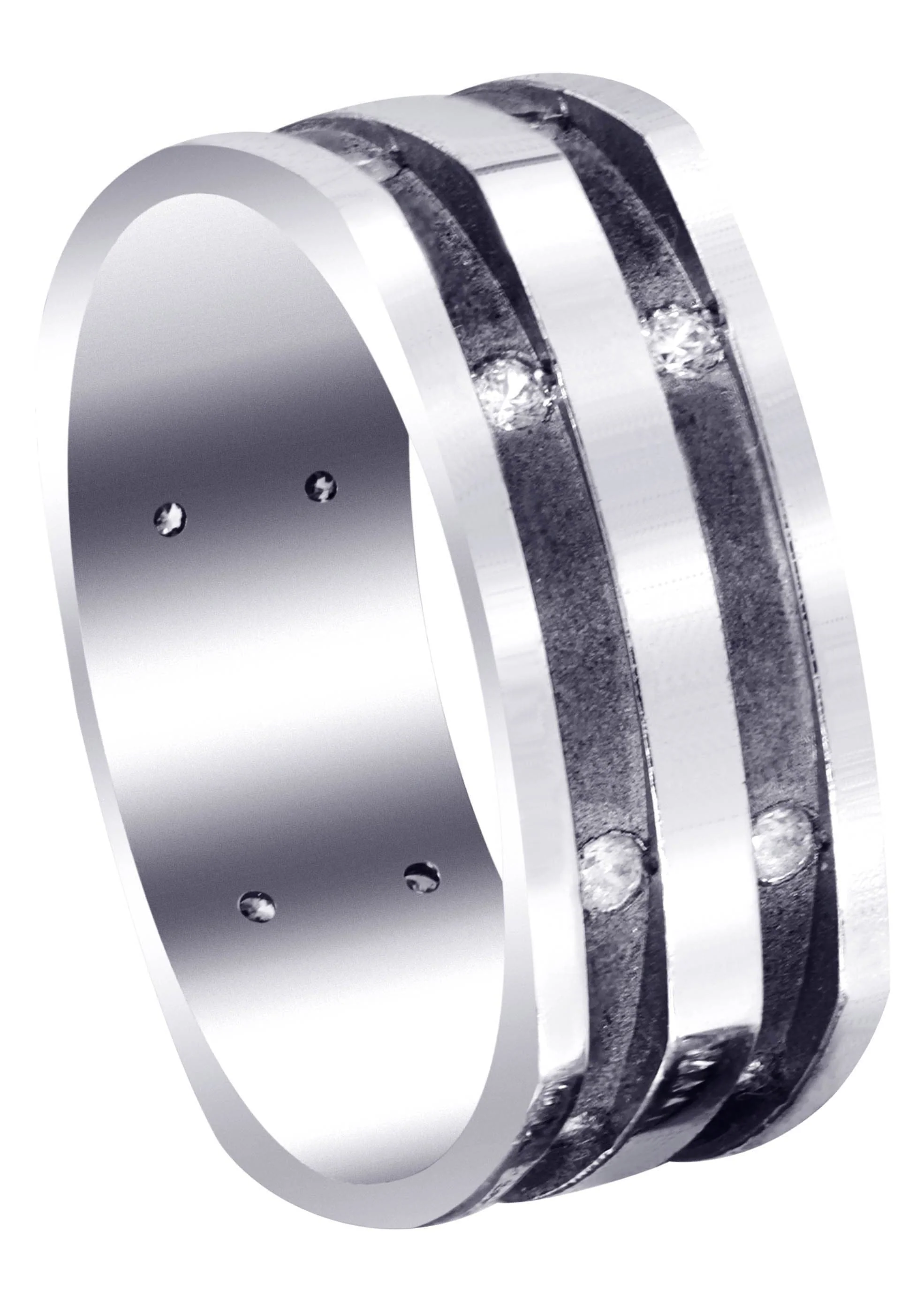 Diamond Mens Wedding Band | 0.32 Carats | Sand Blast / High Polish Finish (Dalton)