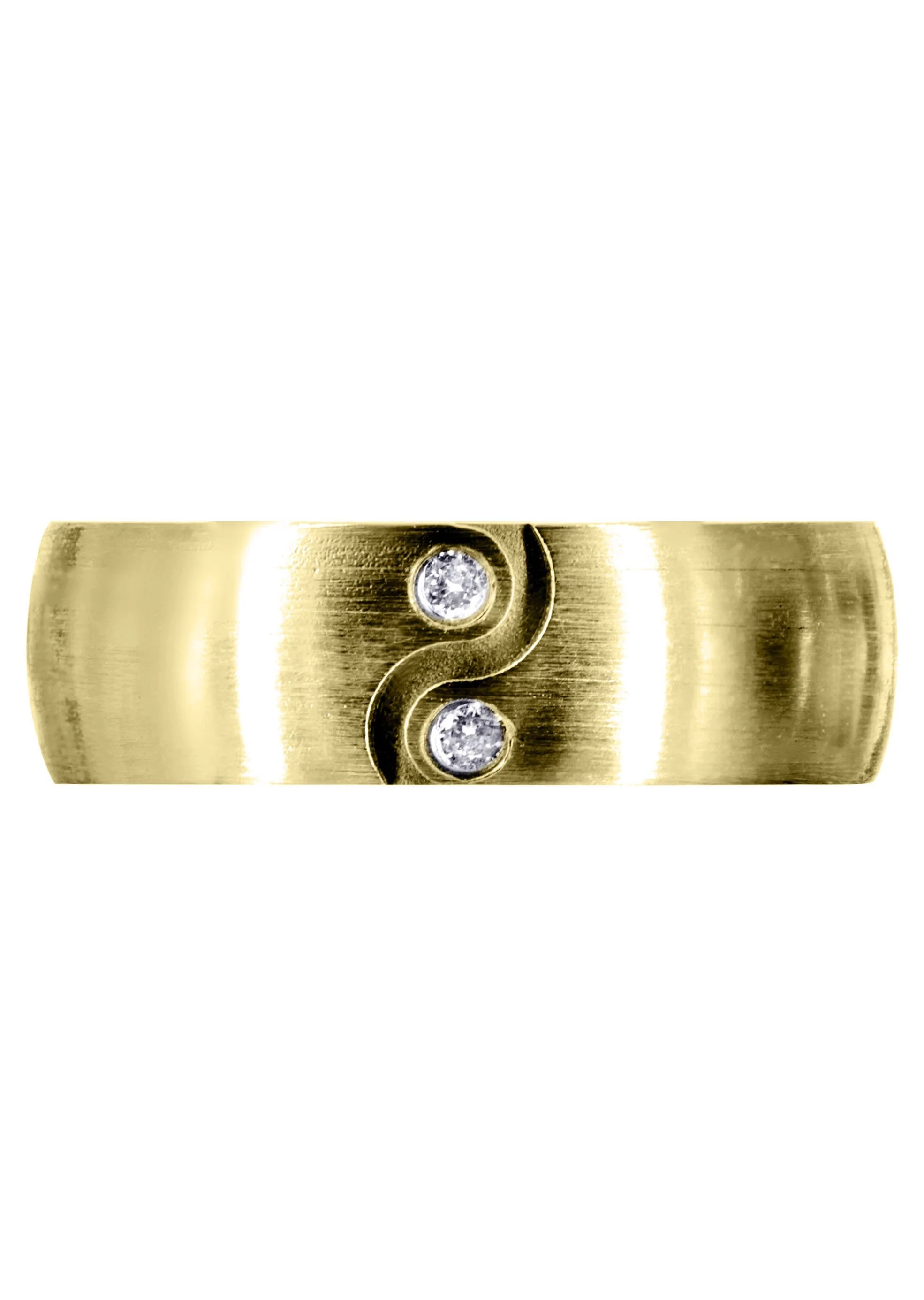 Yellow Gold Diamond Mens Wedding Band | 0.06 Carats | Satin Finish (Kellan) - Image 2