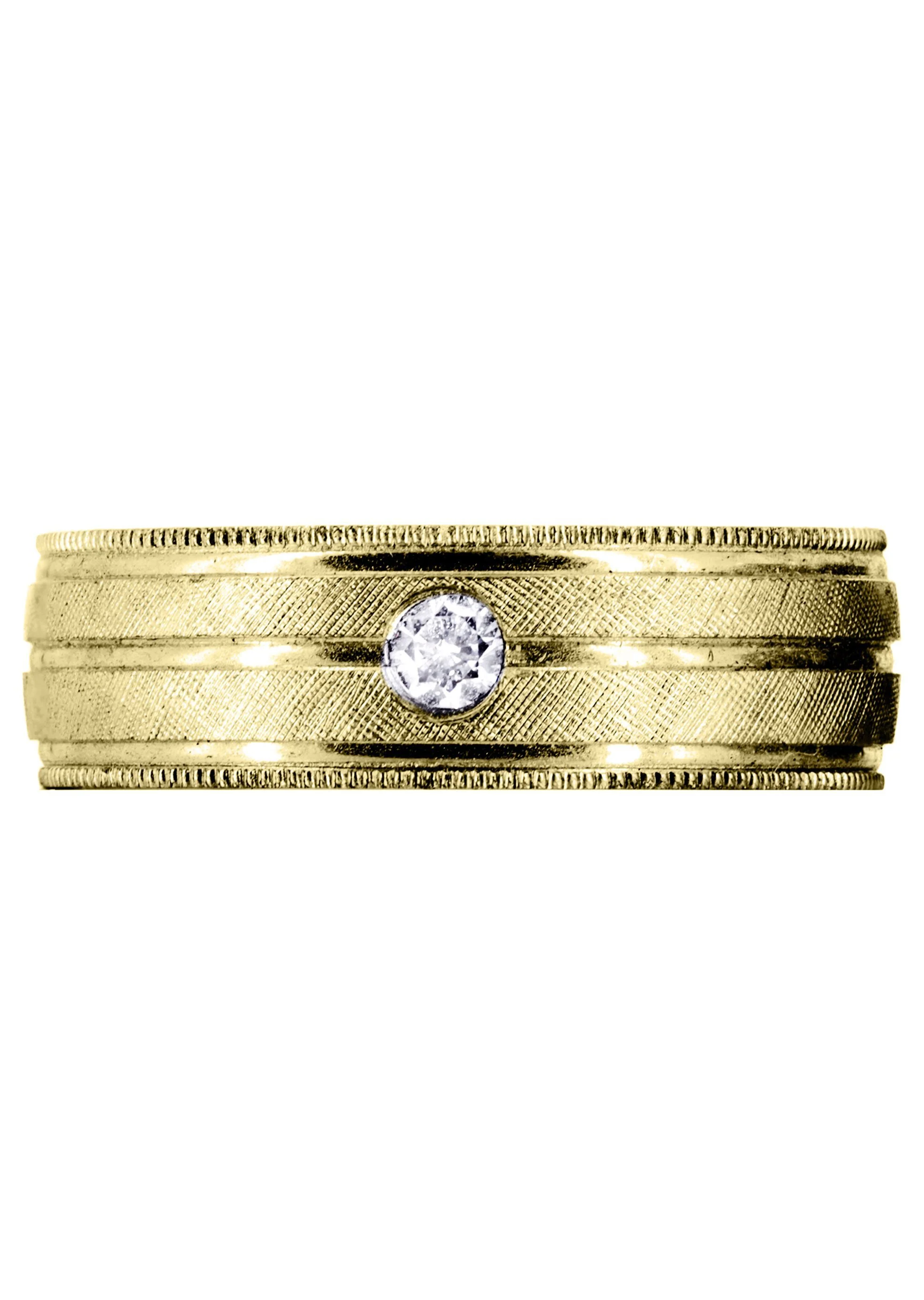 Yellow Gold Diamond Mens Wedding Band | 0.07 Carats | Diamond Cut Finish (Adan) - Image 2