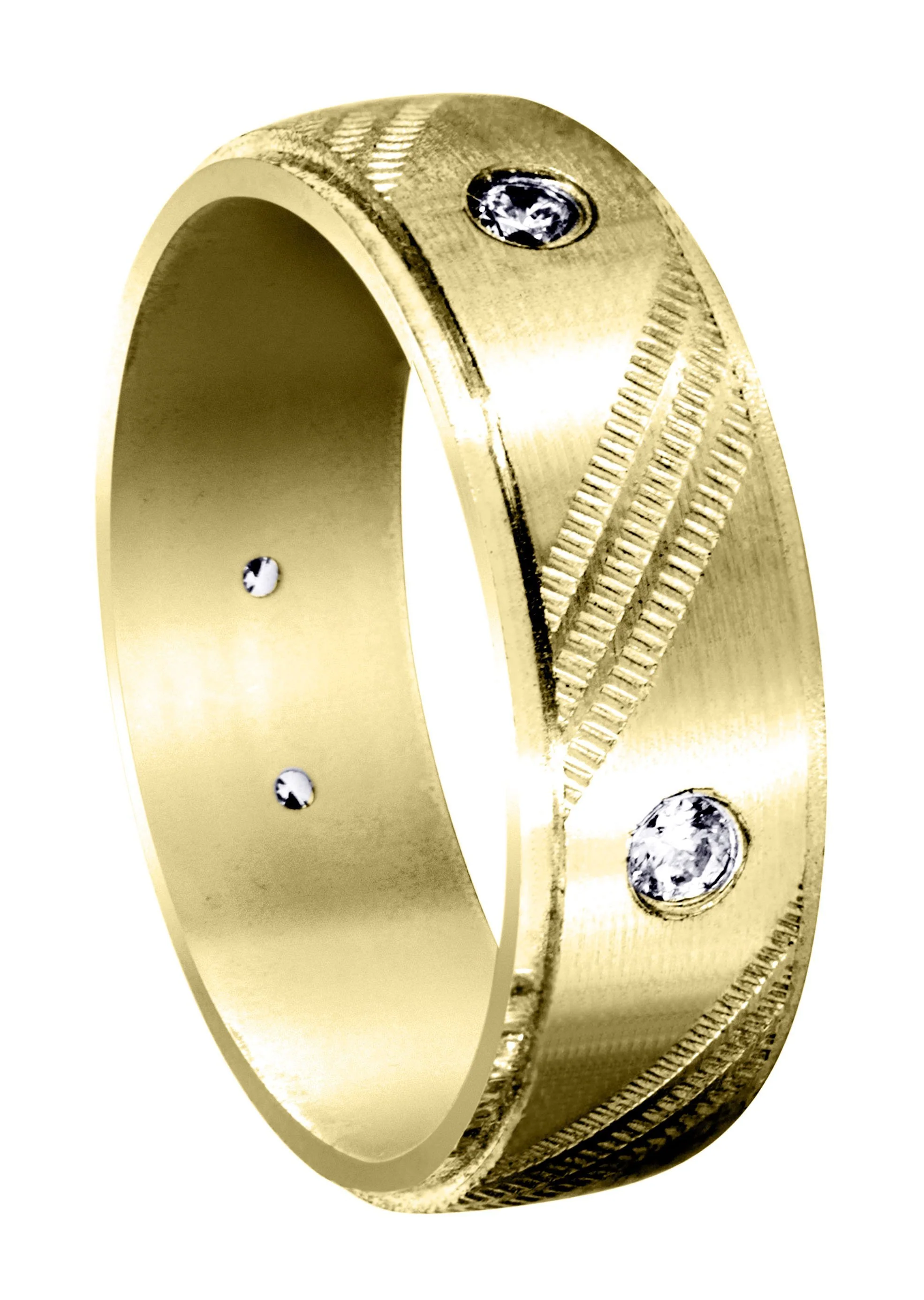 Yellow Gold Diamond Mens Wedding Band | 0.25 Carats (Raul)