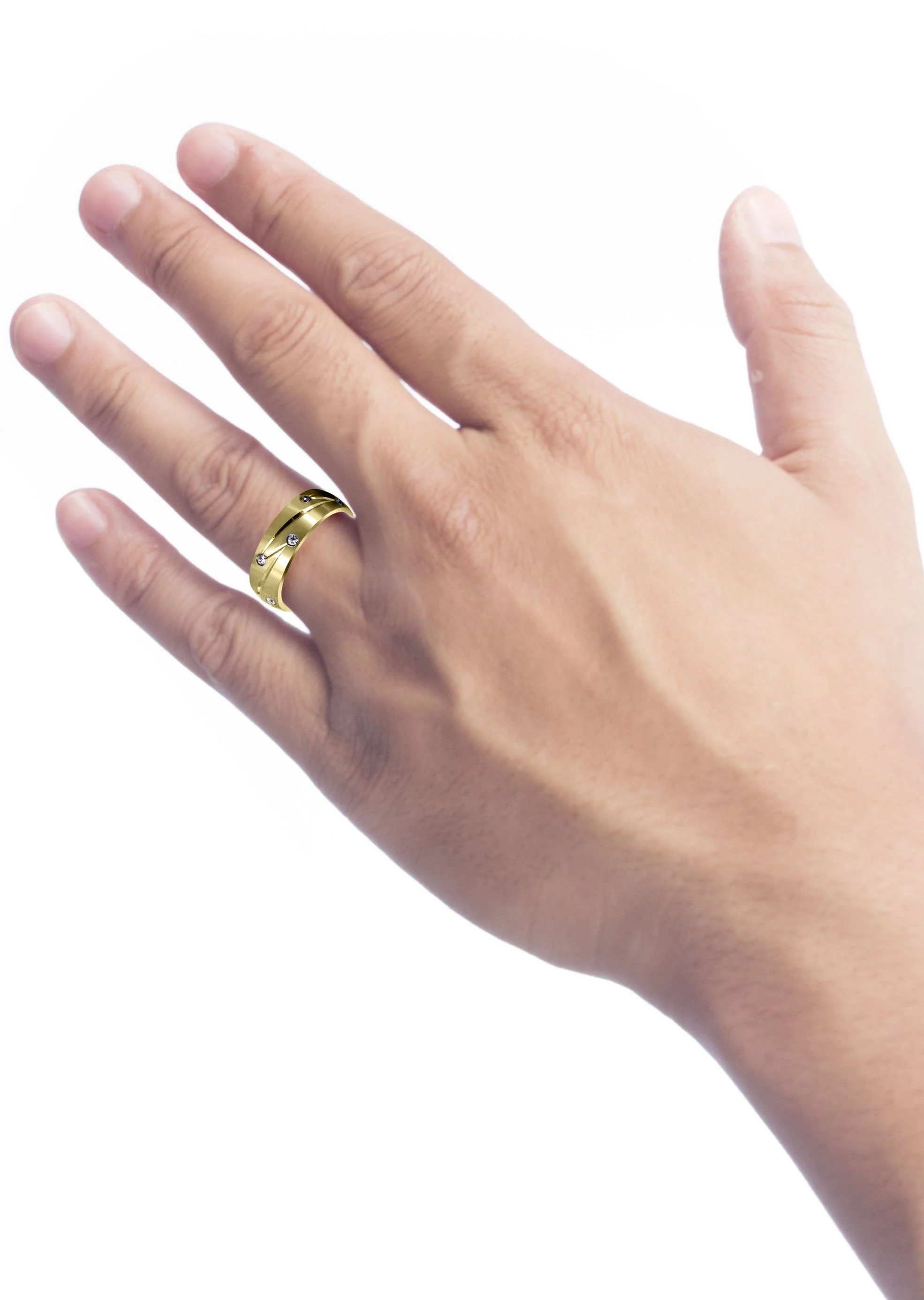 Yellow Gold Diamond Mens Wedding Band | 0.3 Carats | Satin Finish (Kendrick) - Image 4