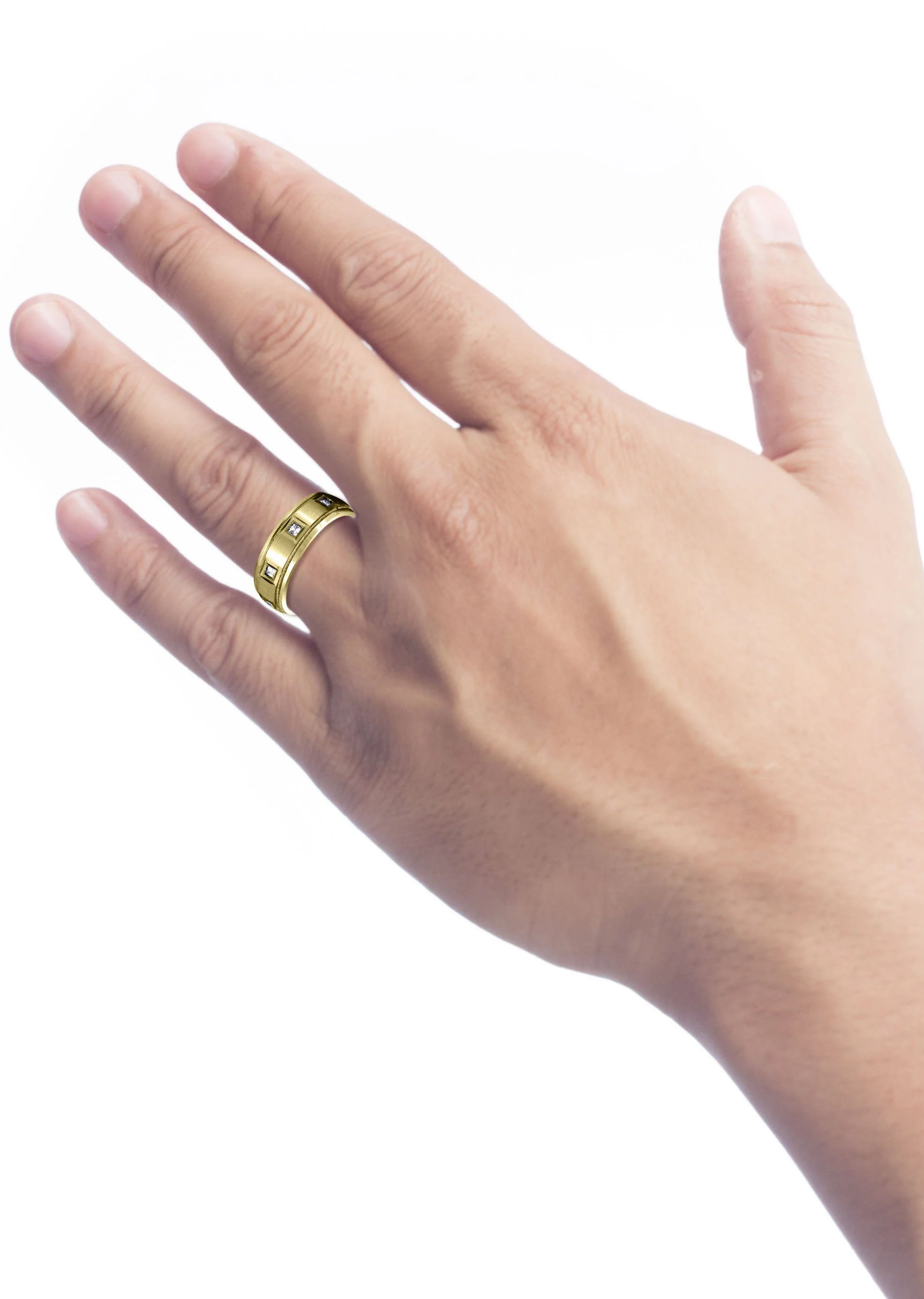 Yellow Gold Diamond Mens Wedding Band | 0.4 Carats | Satin Finish (Cesar) - Image 4