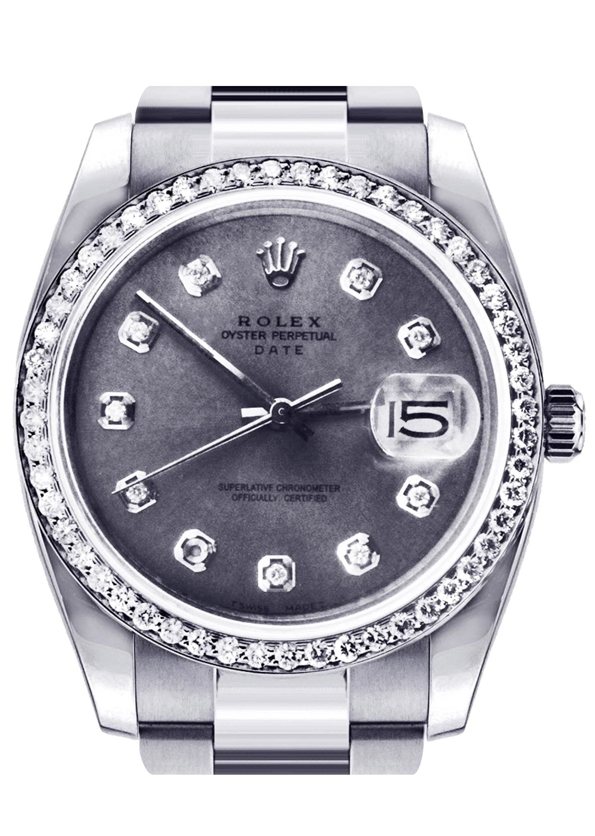 Diamond Rolex Date | Stainless Steel