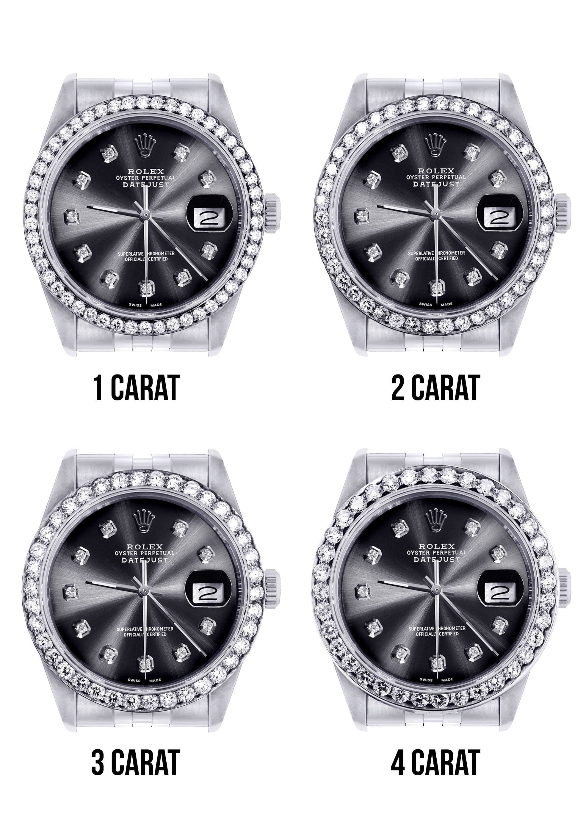 Diamond Rolex Datejust  Watch | 36Mm | Dark Grey Diamond Dial | Jubilee Band - Image 3