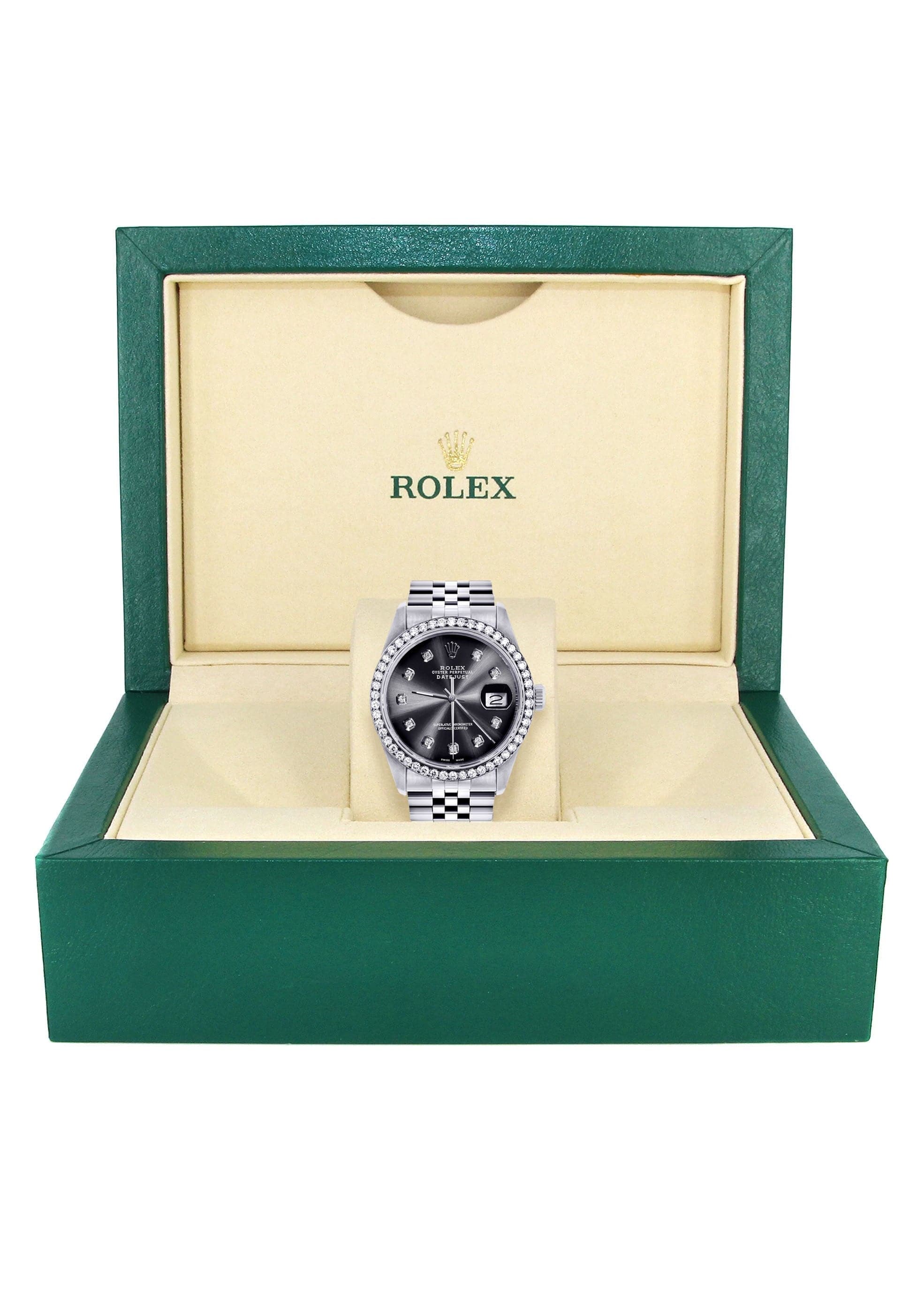 Diamond Mens Rolex Datejust Watch 16200 | 36Mm | Graphite Diamond Dial | Jubilee Band - Image 7