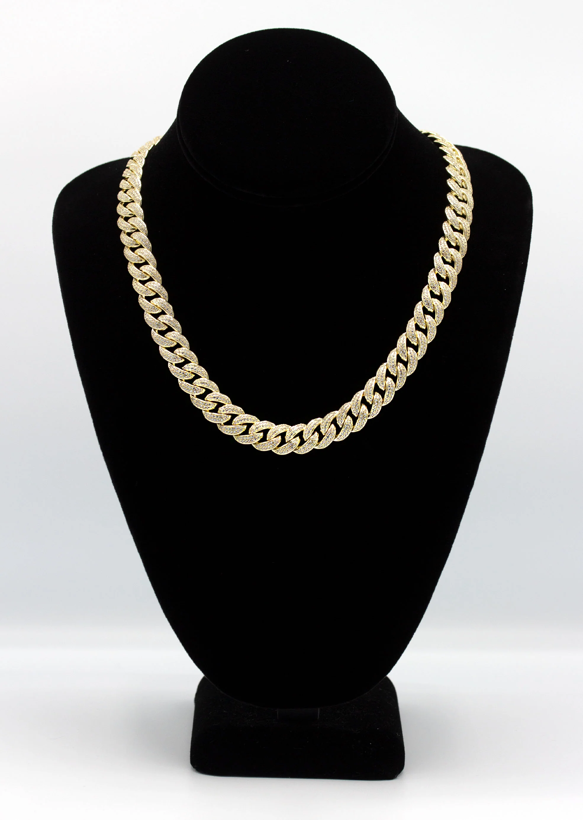 Silver Chain -  Gold Double Row Iced Out Miami Cuban Link Chain - Image 5