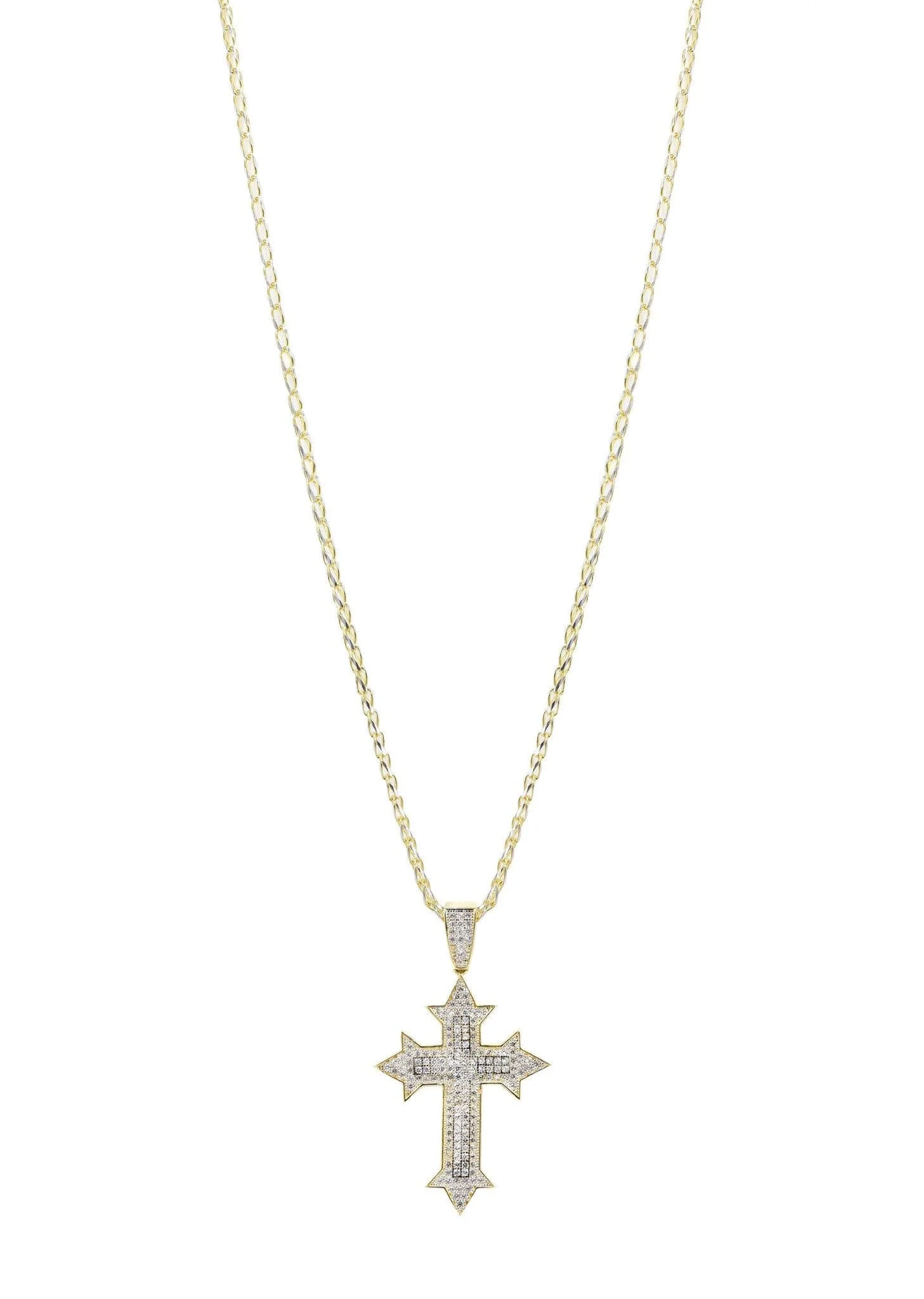 10K Yellow Gold Fancy Link  Gold Cross Necklace | Appx. 13.5 Grams - Image 5