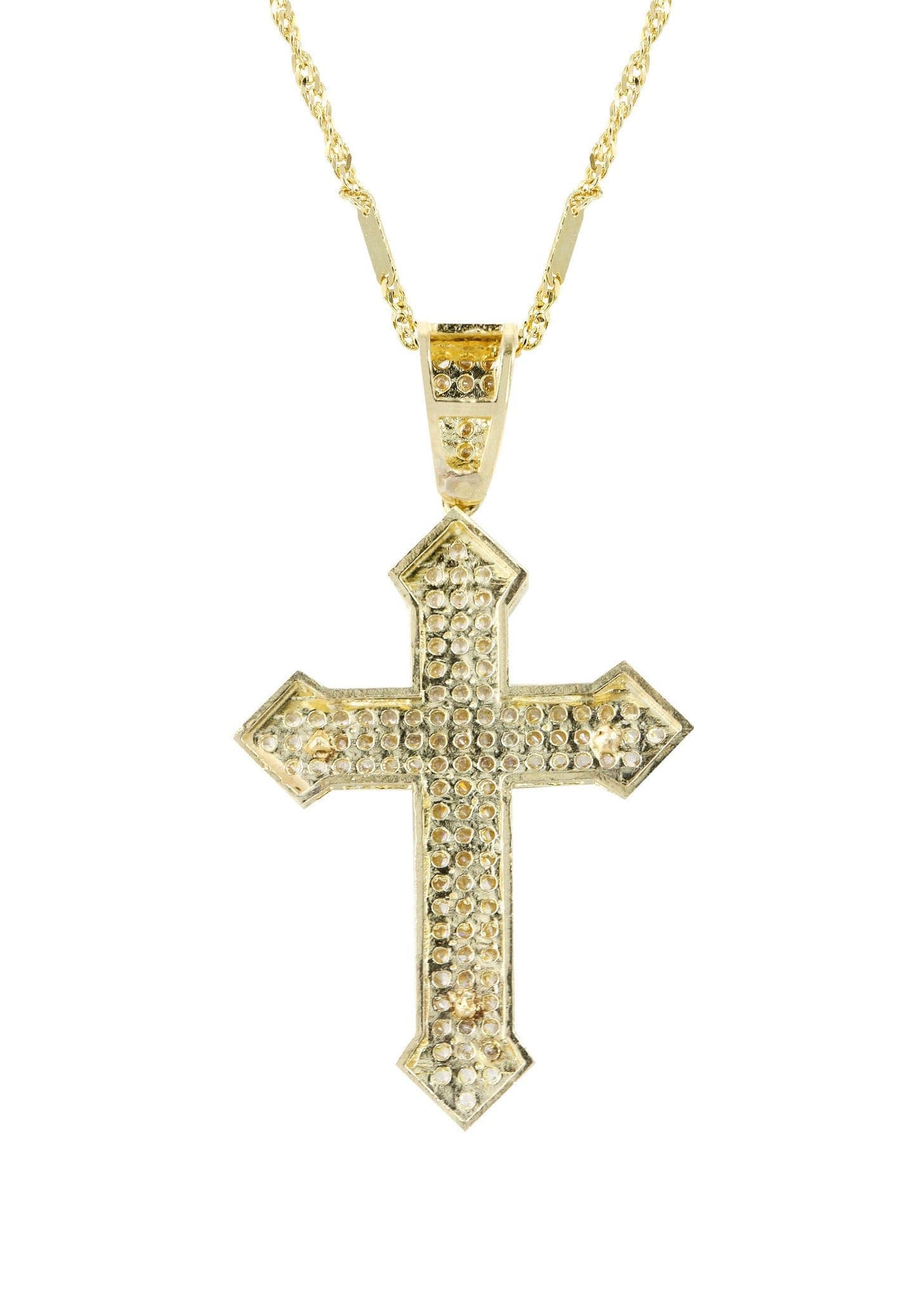 10K Yellow Gold Fancy Link  Gold Cross / Crucifix Necklace | Appx. 7.4 Grams - Image 3