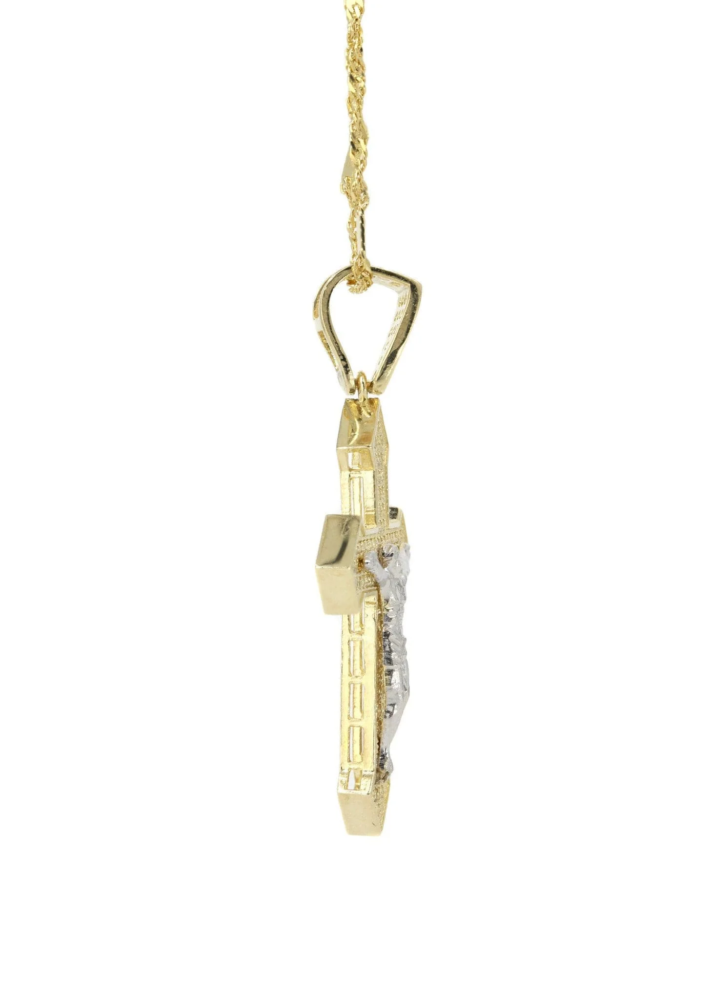 10K Yellow Gold Fancy Link  Gold Cross / Crucifix Necklace | Appx. 7.4 Grams - Image 4