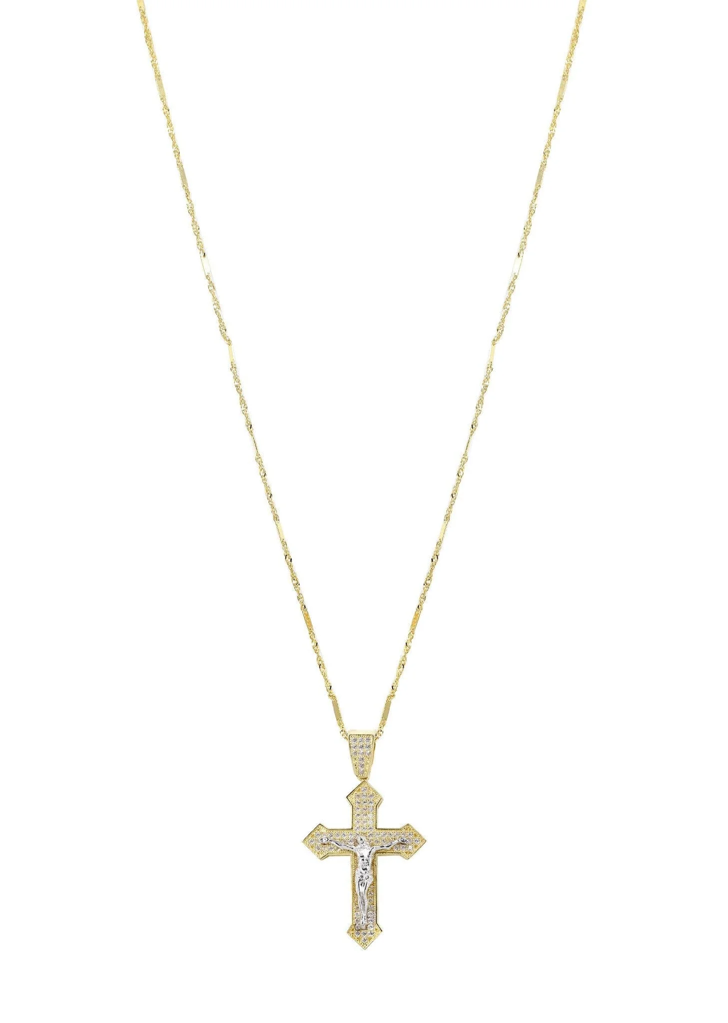 10K Yellow Gold Fancy Link  Gold Cross / Crucifix Necklace | Appx. 7.4 Grams - Image 5