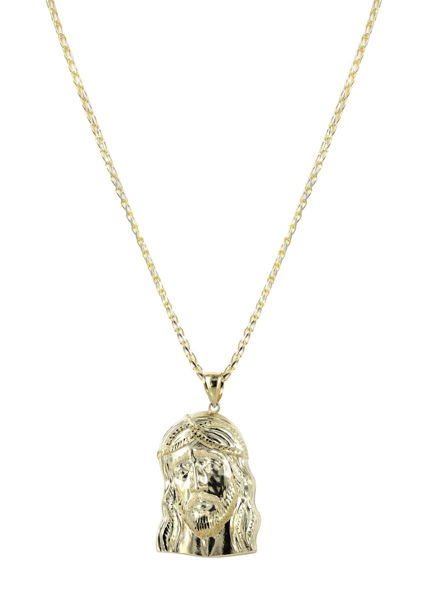 10K Yellow Gold Fancy Link  Jesus Piece Chain | Appx. 15.2 Grams - Image 5